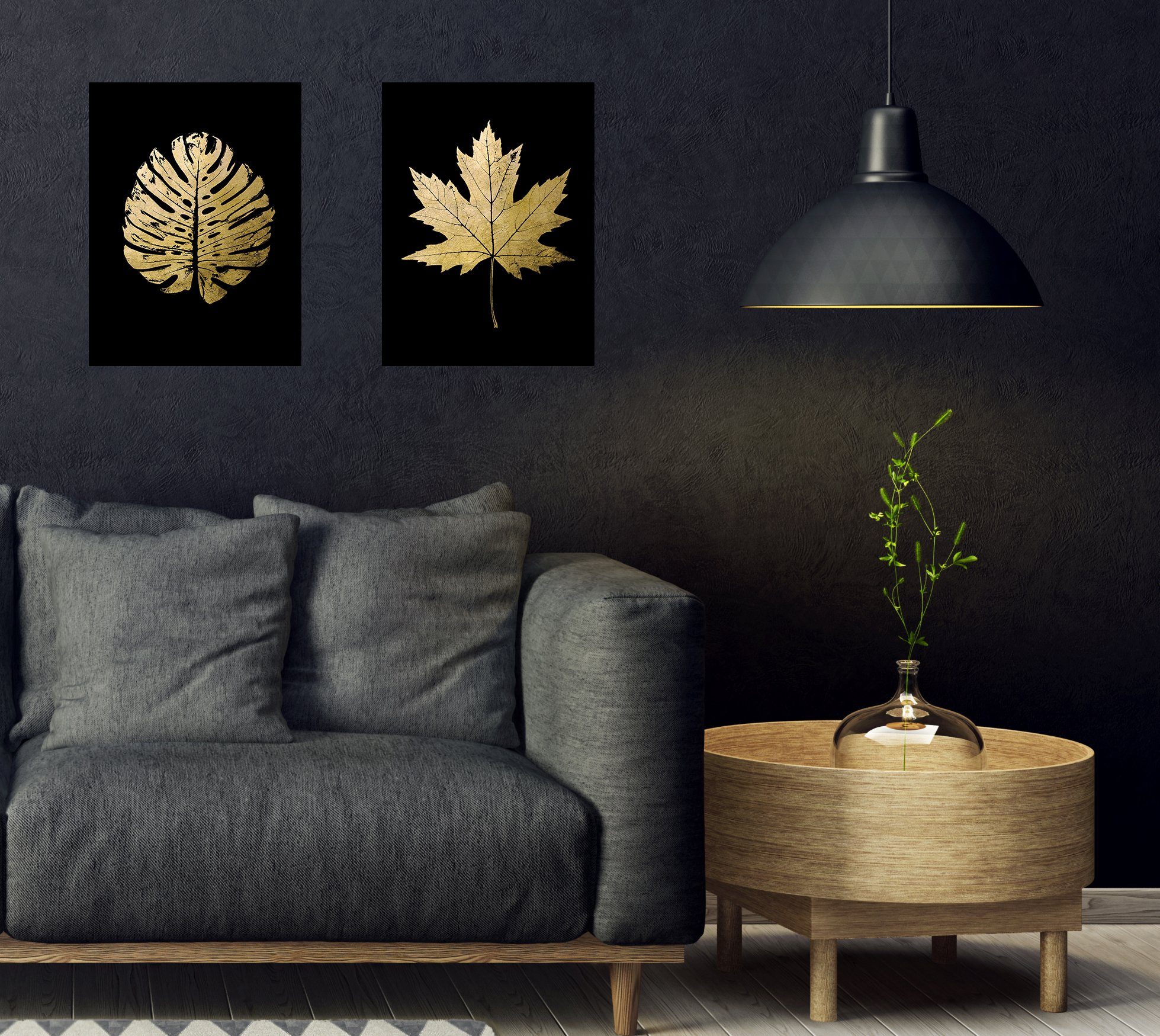 Leonique Poster Ahorn Blätter Poster Set Gold - Dekoration, (2 St), 2er-Set - jeweils 30x40cm
