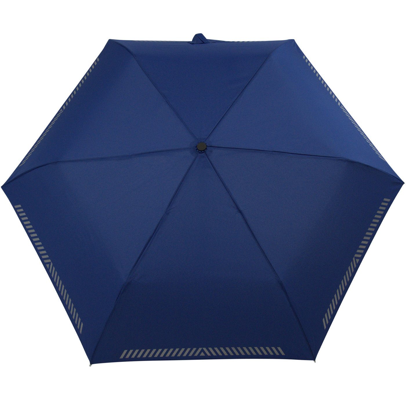 blau - Taschenregenschirm mit Sicherheit durch Kinderschirm reflektierend, Auf-Zu-Automatik, Reflex-Streifen iX-brella