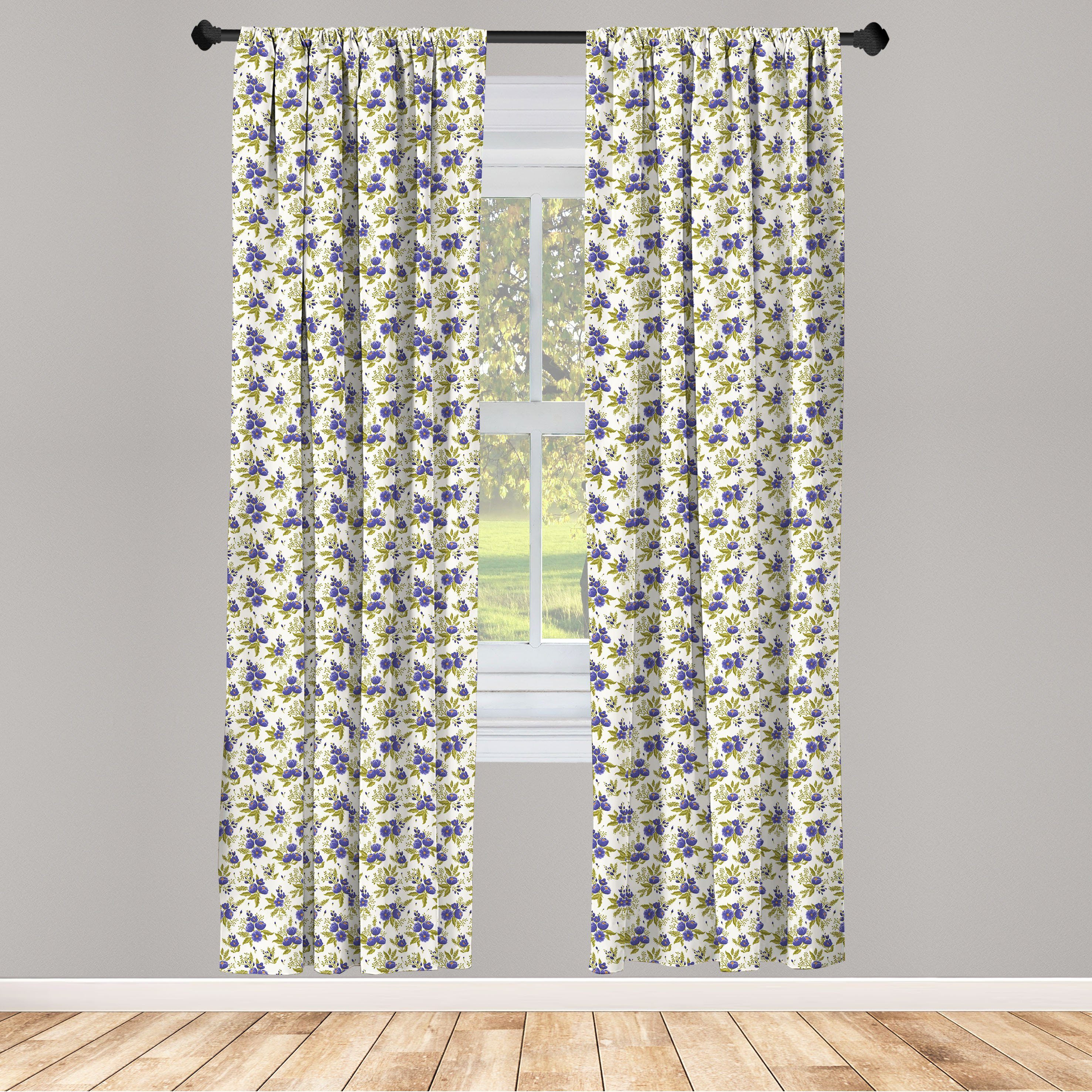 Gardine Vorhang für Wohnzimmer Schlafzimmer Dekor, Abakuhaus, Microfaser, Frühling Kleine blühende Blume Natur
