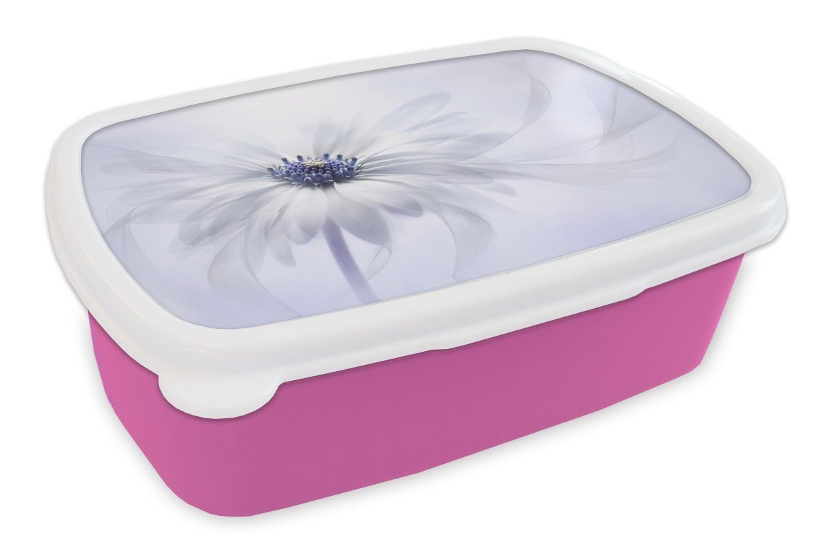 MuchoWow Lunchbox Blume - Abstrakt - Weiß, Kunststoff, (2-tlg), Brotbox für Erwachsene, Brotdose Kinder, Snackbox, Mädchen, Kunststoff rosa