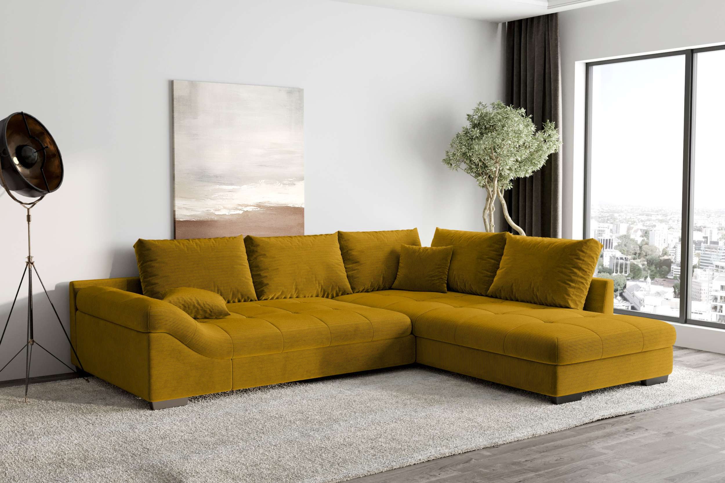 99rooms Ecksofa Terra, Sofa, L-Form, Inkl. 5 Rückenkissen, mit Rundumbezug, Wellenfederung