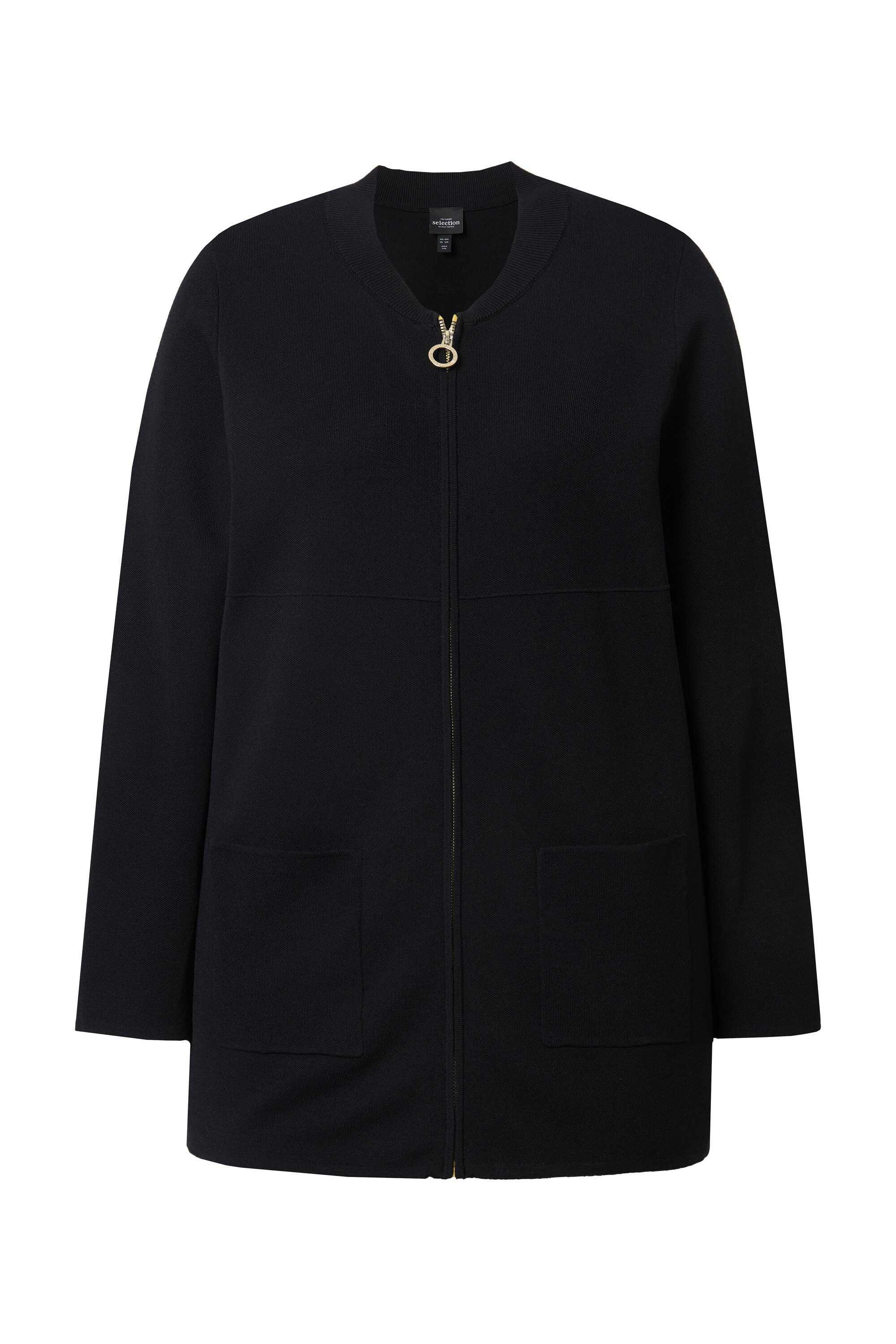 Ulla Popken Strickjacke Strickjacke Waffelstruktur Collegekragen Langarm günstig online kaufen