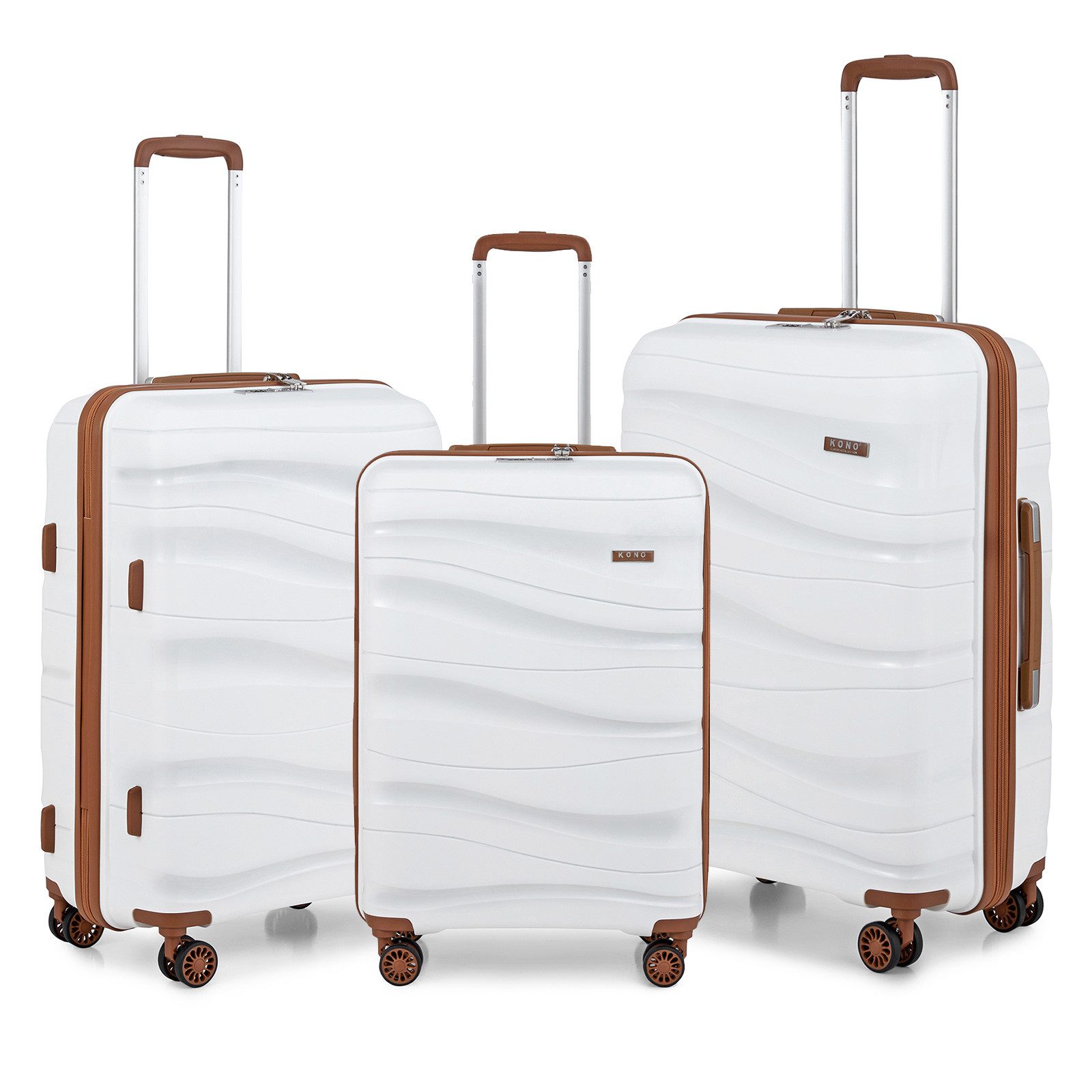KONO Trolleyset 3-teiliges Reisekoffer-Set aus Polypropylen
