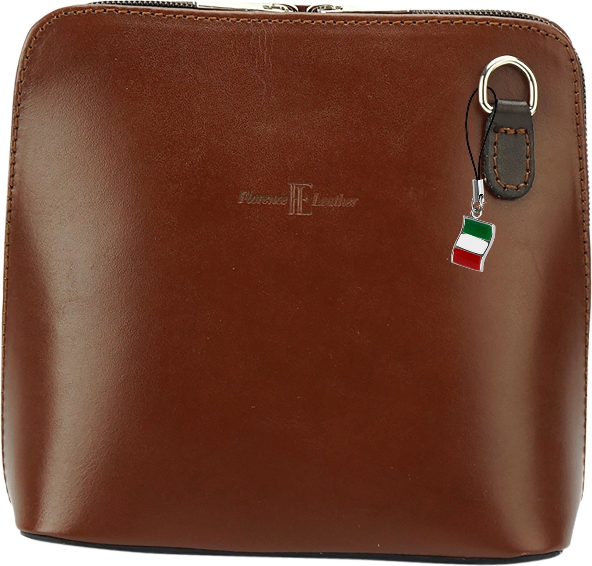 FLORENCE Umhängetasche D2OTF109X Florence Mini Leder Umhängetasche (Schultertasche, Schultertasche), Damen Tasche Echtleder, Rindsleder braun, dunkelbraun, Made-In Italy