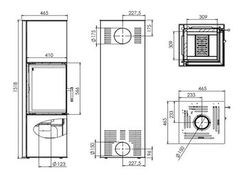 Hitze Kaminofen Hitze Siga Freistehender Eckkamin BA 1+ BImSCH V 2 Türgriff links, 6,50 kW