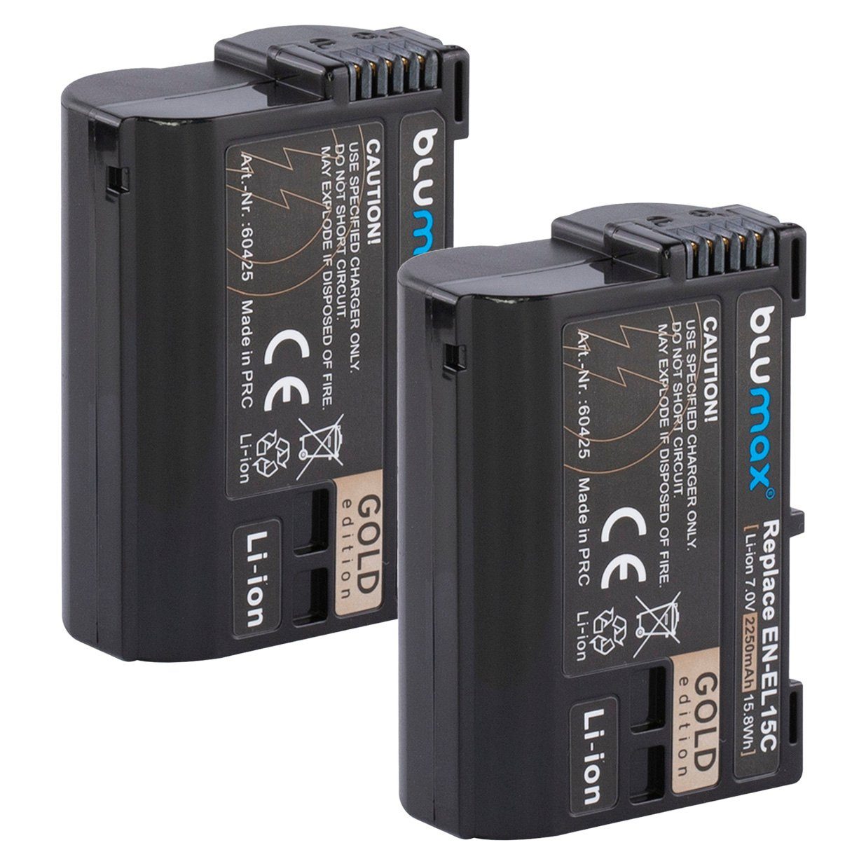 Blumax 2250 mAh 2x D7500 A/B/C Kamera-Akku Z6 II Z5 EN-EL15C Z7