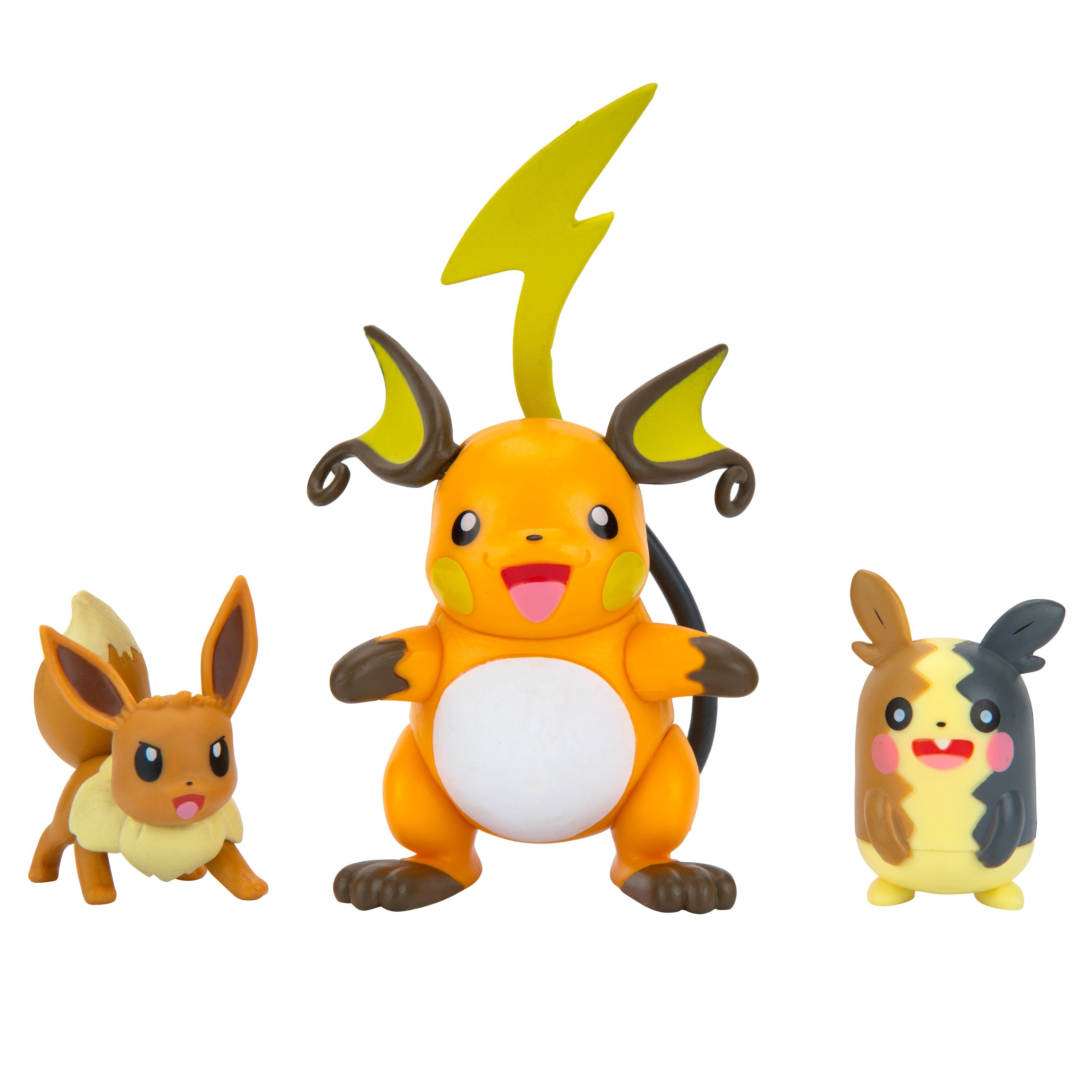 Pokémon Merchandise-Figur - Evoli, 3-tlg) (Set, 3er & Battle Raichu, Figur Pack Morpeko Jazwares -