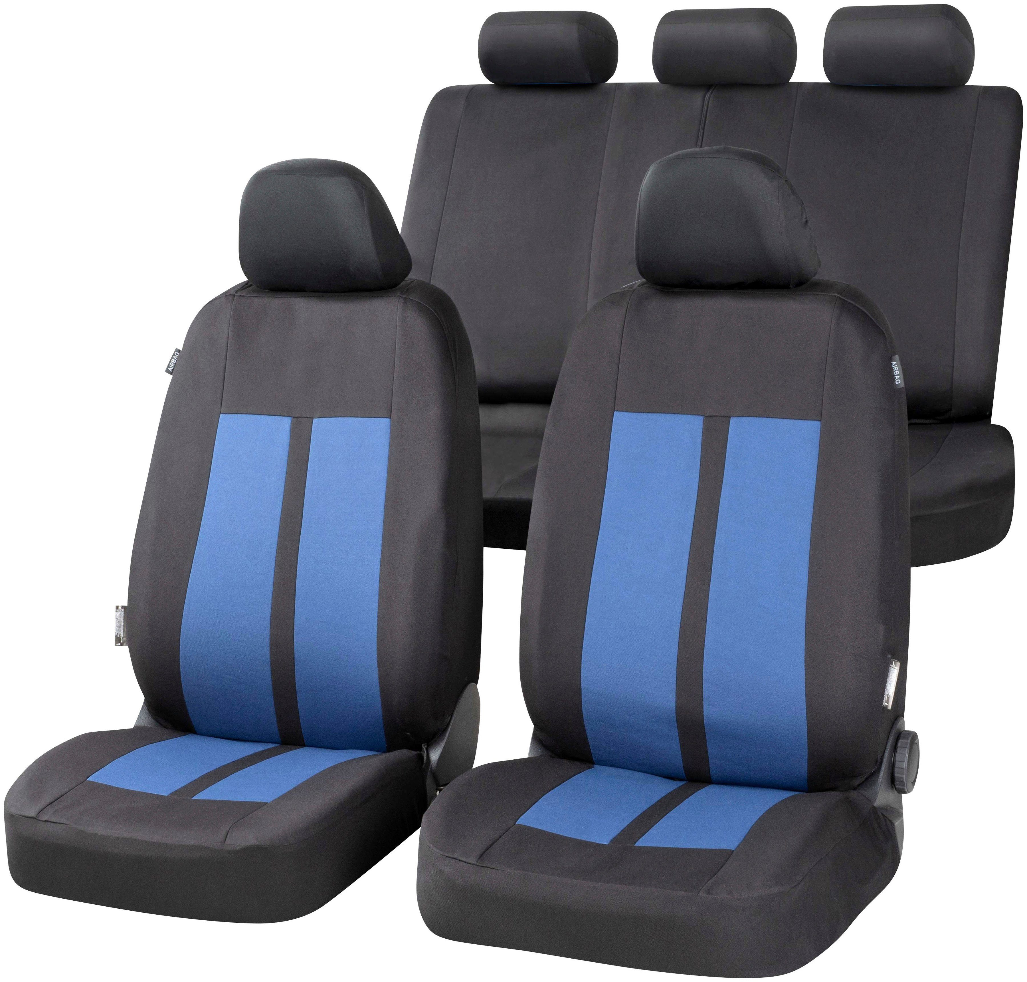 RoyalClass® Autositzbezug Sitzbezüge passend für für Audi A1 (Schwarz-Weiß),  Set