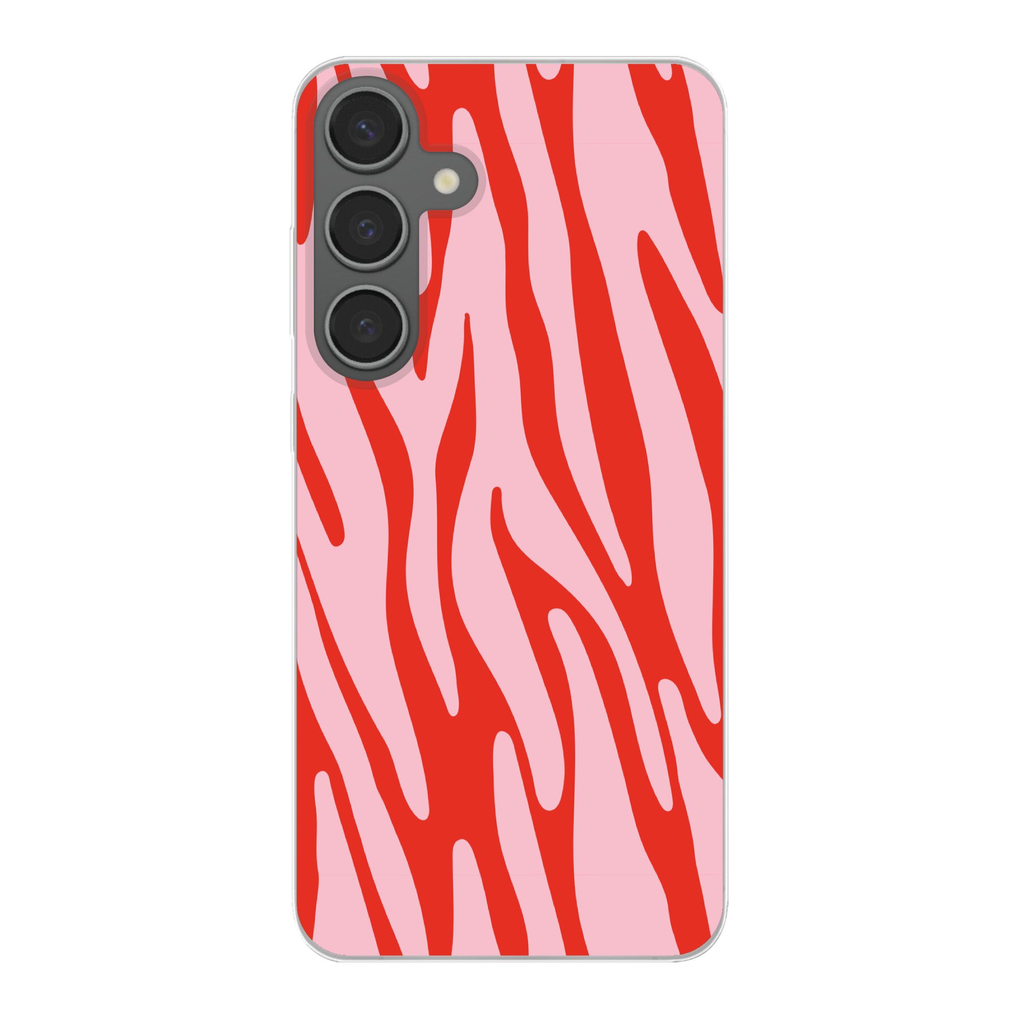 MuchoWow Handyhülle für Samsung Galaxy S24 Plus Zebramuster - Rosa - Rot - Tiermuster, Phone Case, Silikon, Schutzhülle Dünn