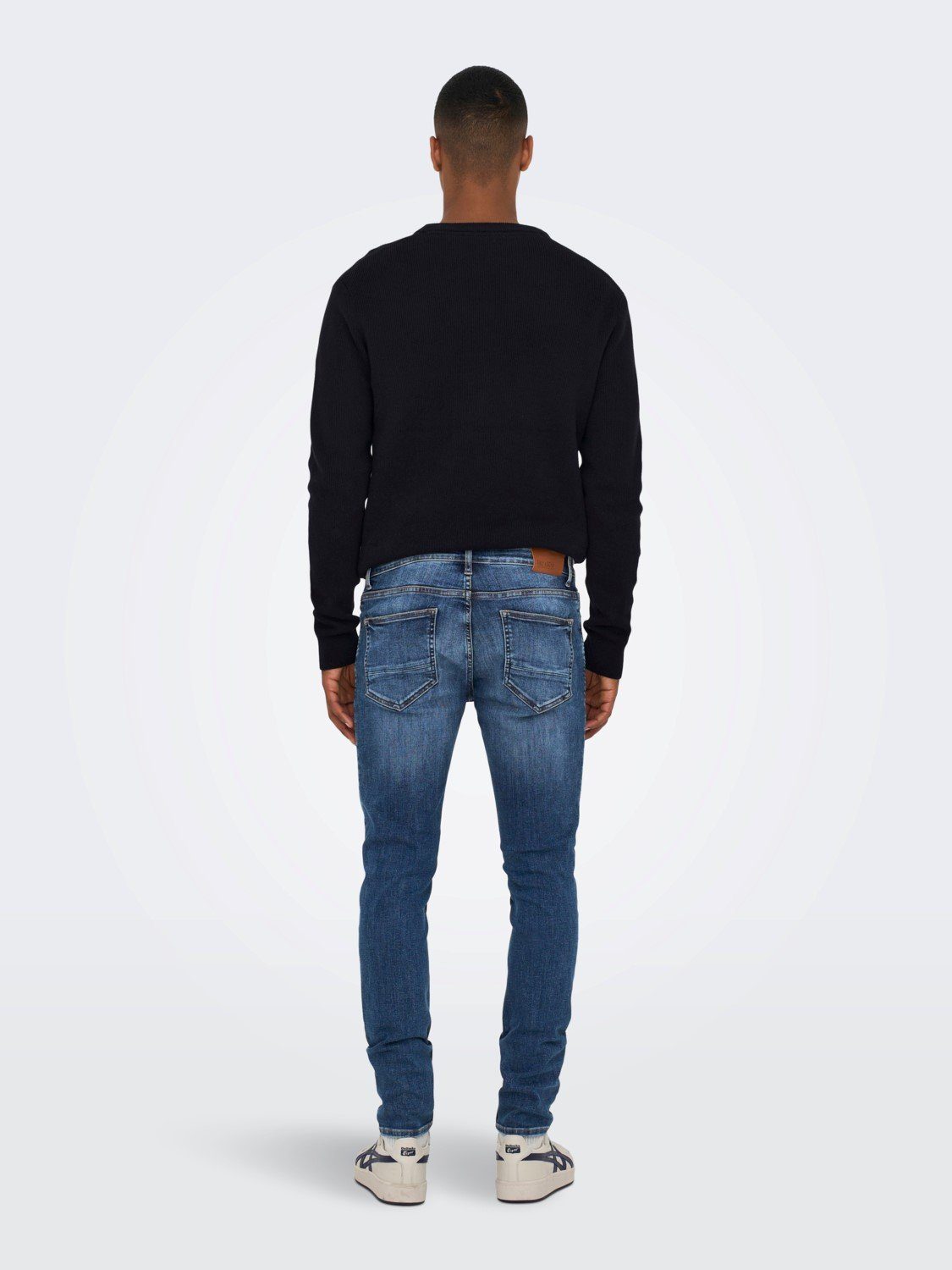 Jeans Denim Pants (1-tlg) & Slim-fit-Jeans Basic ONLY Stoned Fit Skinny Washed Hose Blau-2 3977 in ONSWARP SONS