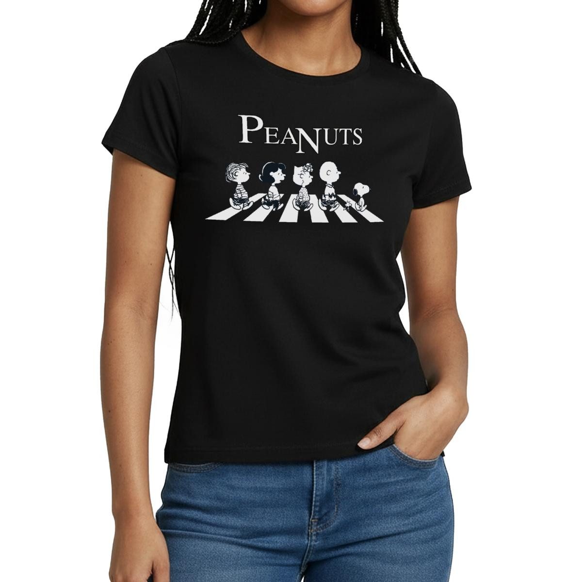 Spreadshirt T-Shirt Peanuts and Friends Abbey Road Frauen T-Shirt (1-tlg)