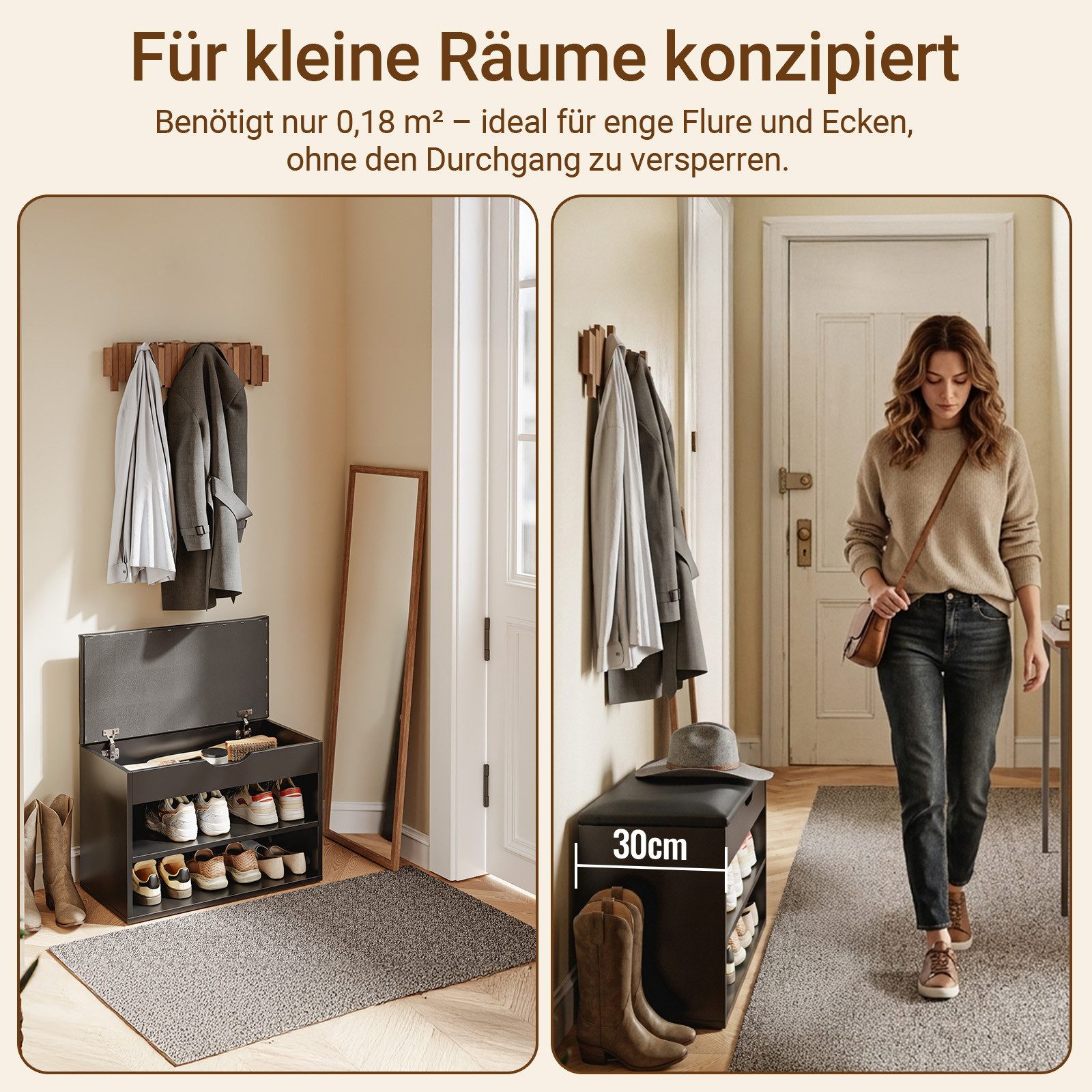 SoBuy Schuhbank FSR25, Schuhregal mit gepolstertem Kissen, Schuhorganizer, Sitzbank mit Stauraum Schuhregal Schuhtruhe mit Sitzfläche