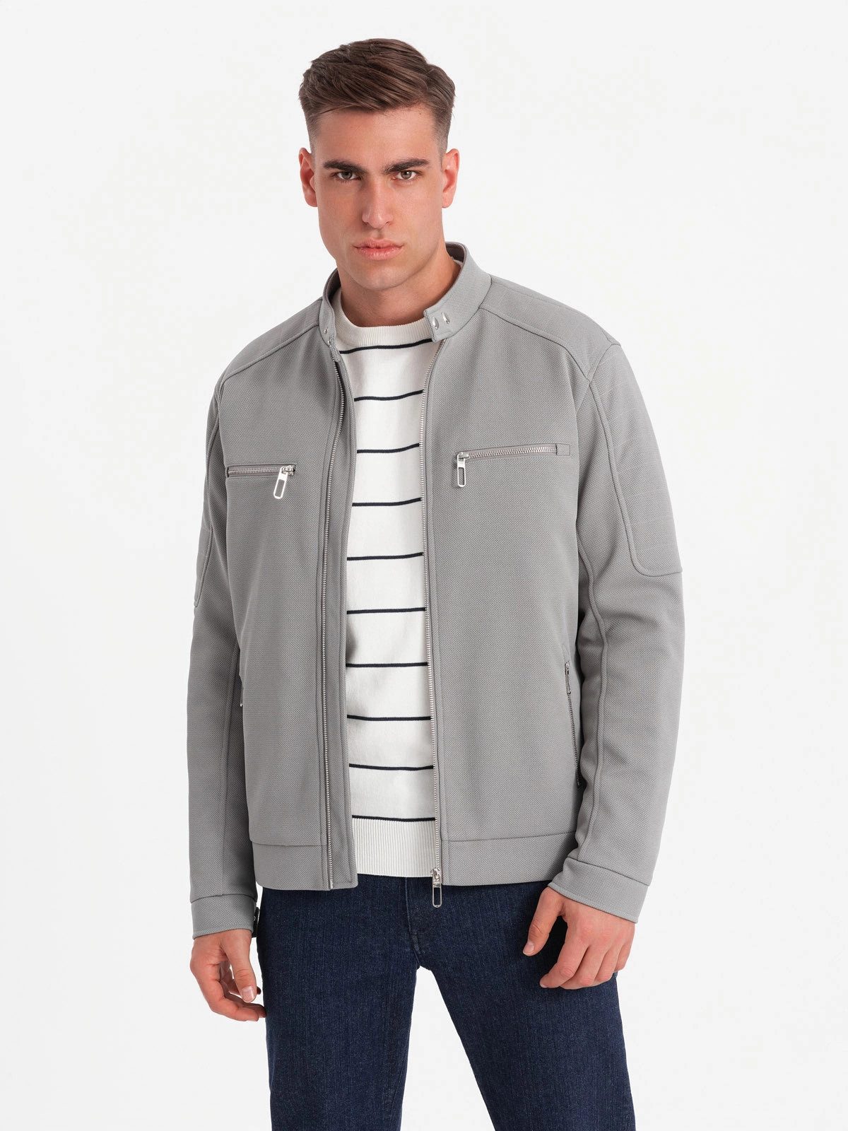 Bikerjacke Bikerjacke mit Stehkragen