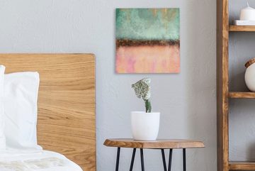 OneMillionCanvasses® Leinwandbild Gold - Farbe - Abstrakt - Grün - Rosa, (1 St), Leinwand Bilder für Wohnzimmer Schlafzimmer