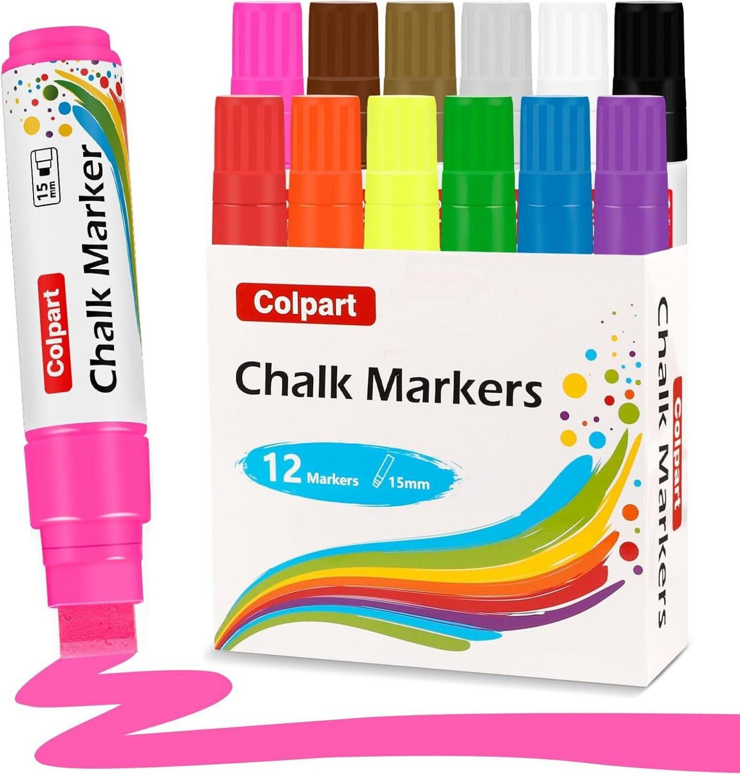 Kreidemarker Kreide Stifte 12 Farben Fenster Tafel Abwaschbar Kinder Glasmal