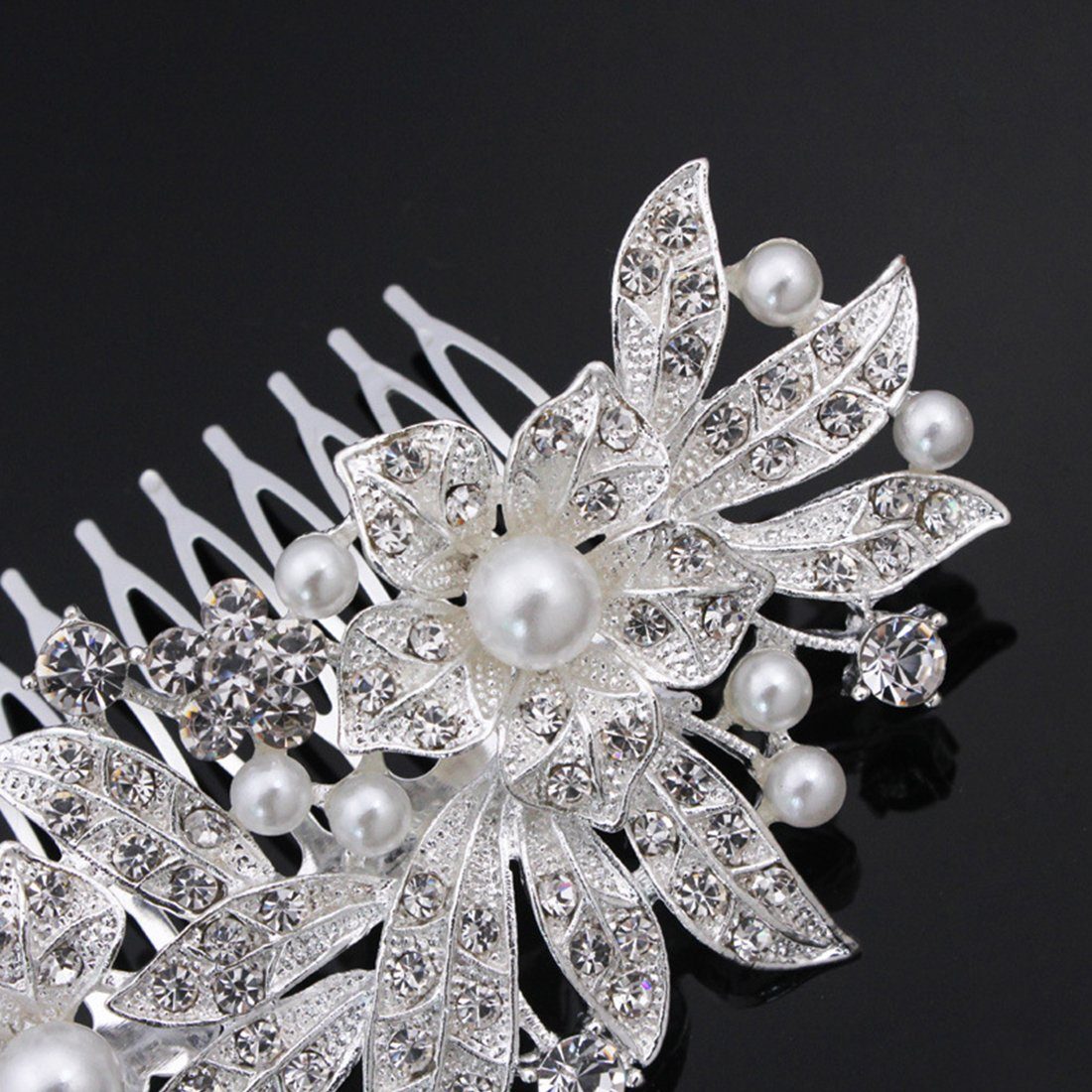 GLAMO Diadem Kopfbedeckungen Blumen Hochzeit Braut Haarkämme Luxus Strass Perlen
