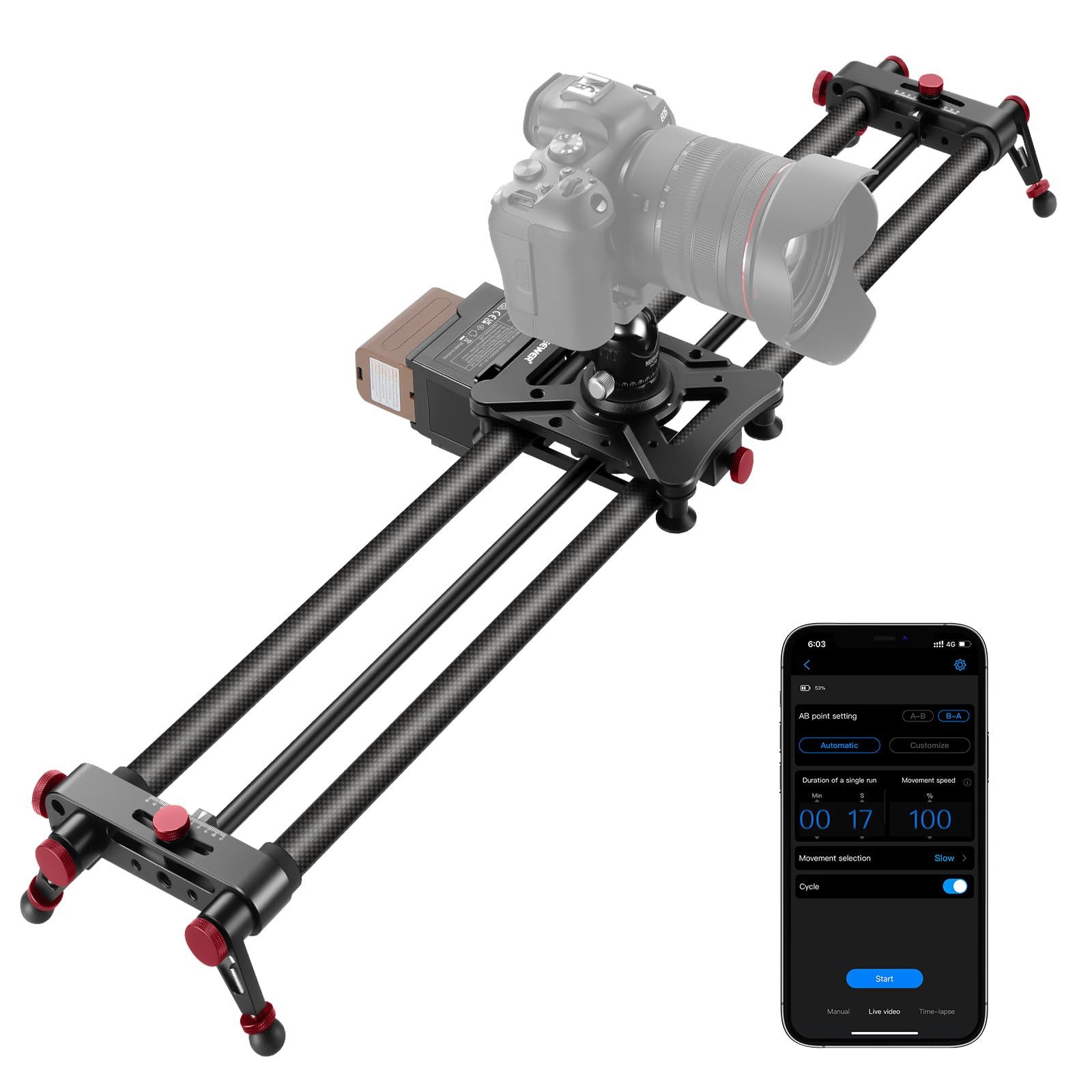 Neewer Kamerahalterung ER1-80 Motorisierter Kamera-Slider 80cm App-gesteuert, (Packung, höhe: 80cm)