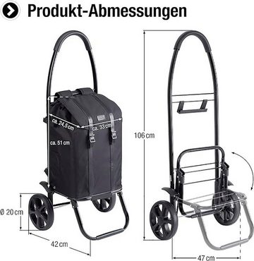 meister Einkaufstrolley Black Edition - Separater, 45 l, 45 Liter, Einkaufstrolley und Rucksack in einem