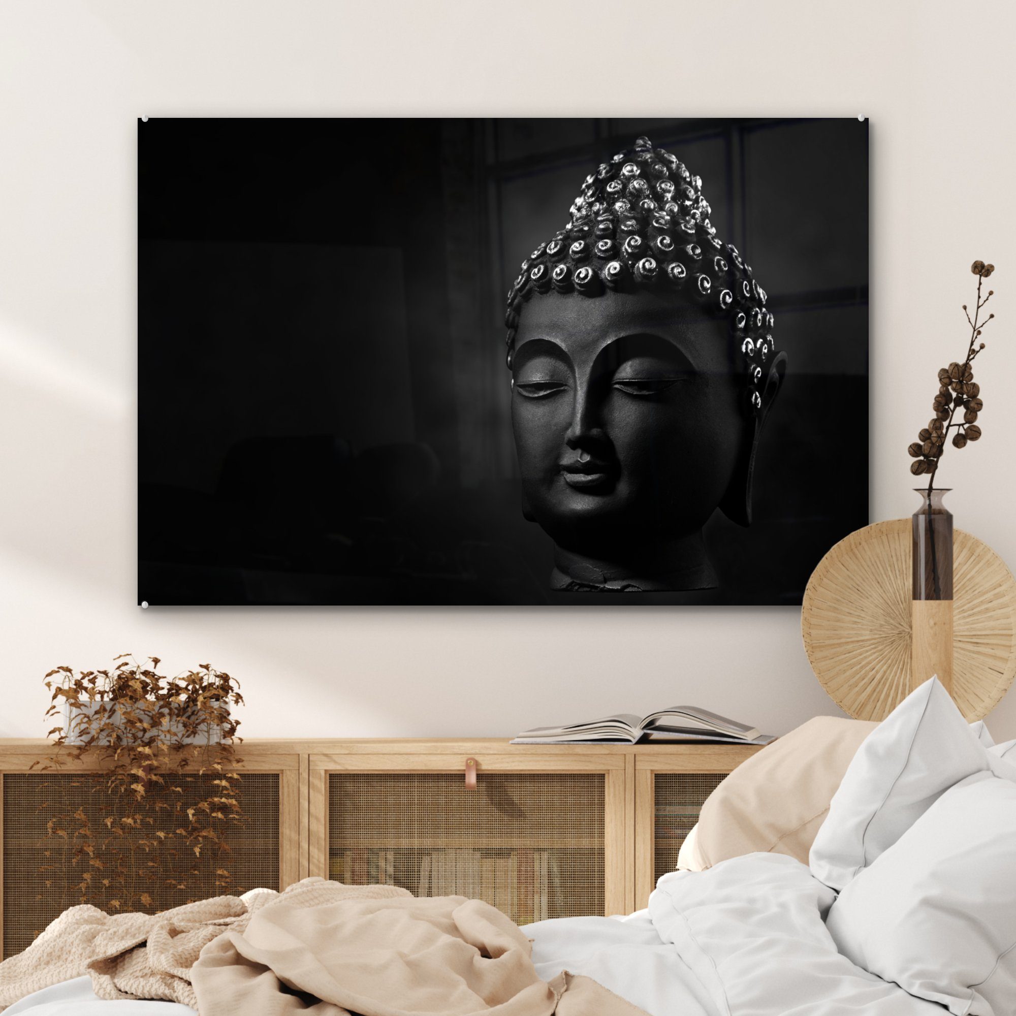 (1 Gesicht, MuchoWow & St), Acrylglasbild Buddha Schlafzimmer Acrylglasbilder - - Schwarz Wohnzimmer