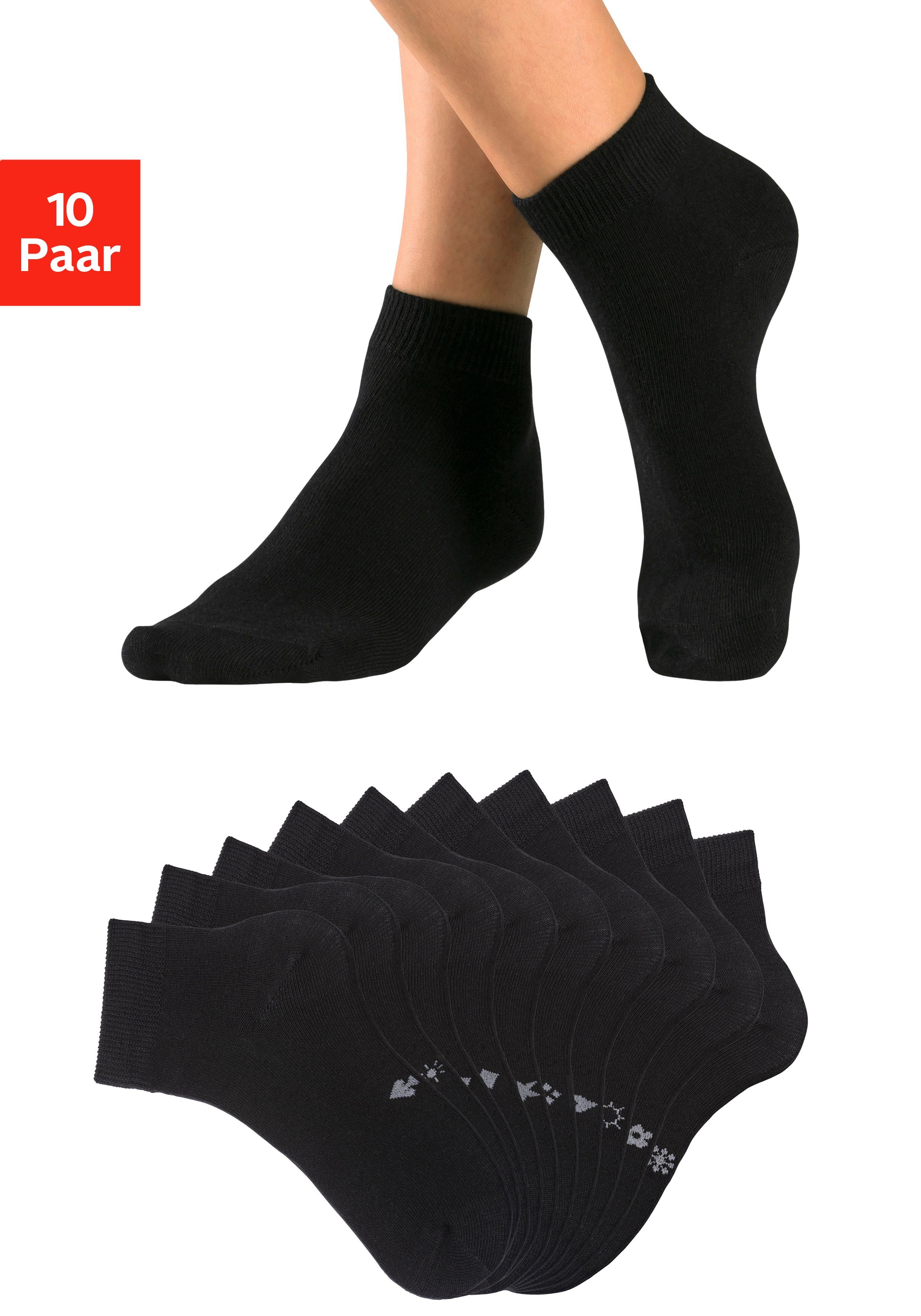 10x eingestrickten 10-Paar) (Packung, mit schwarz Kurzsocken H.I.S Symbolen