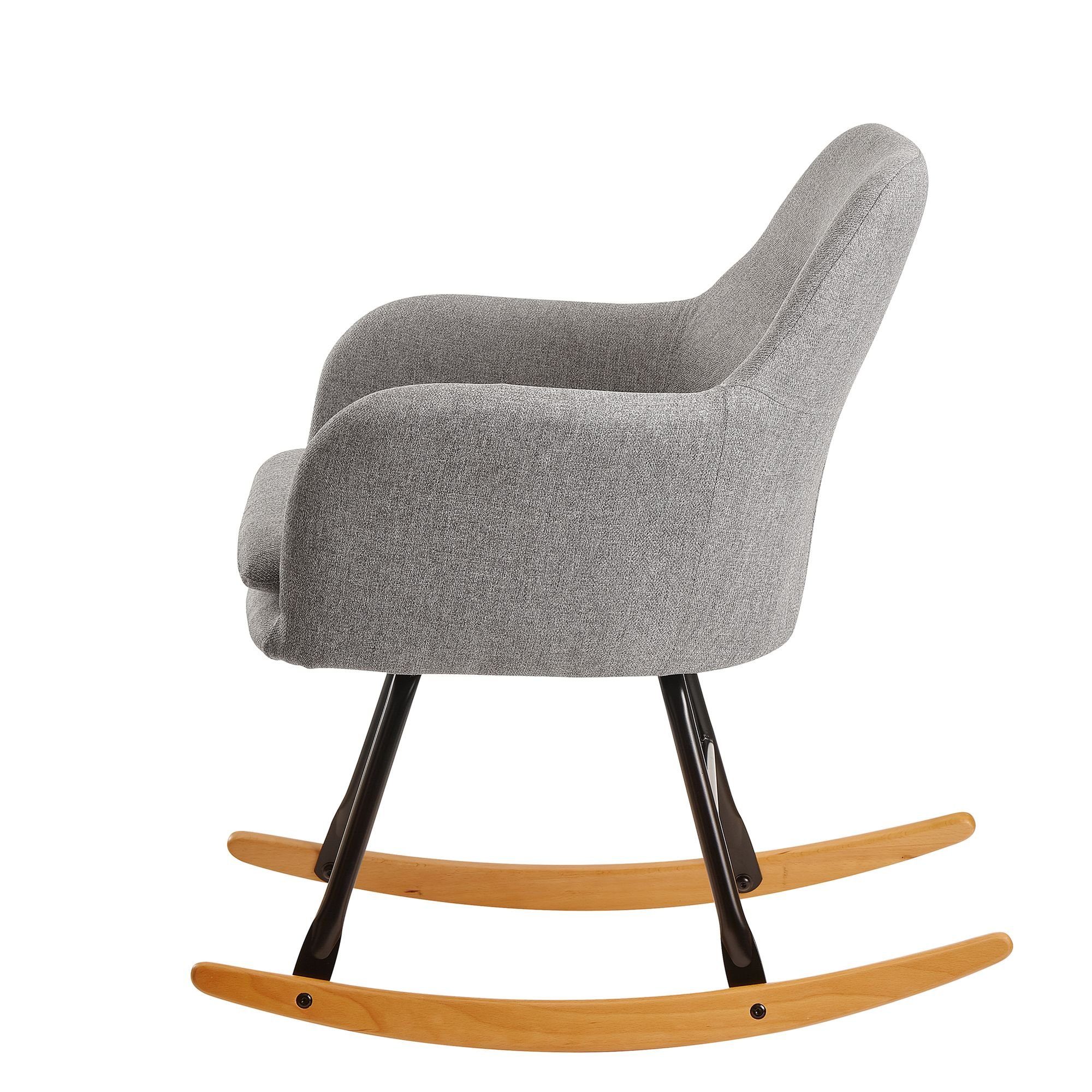 | Grau kompakte DESIGN Grau Design, Gemütlicher Größe Stuhl: Skandinavisches Schaukelstuhl KADIMA