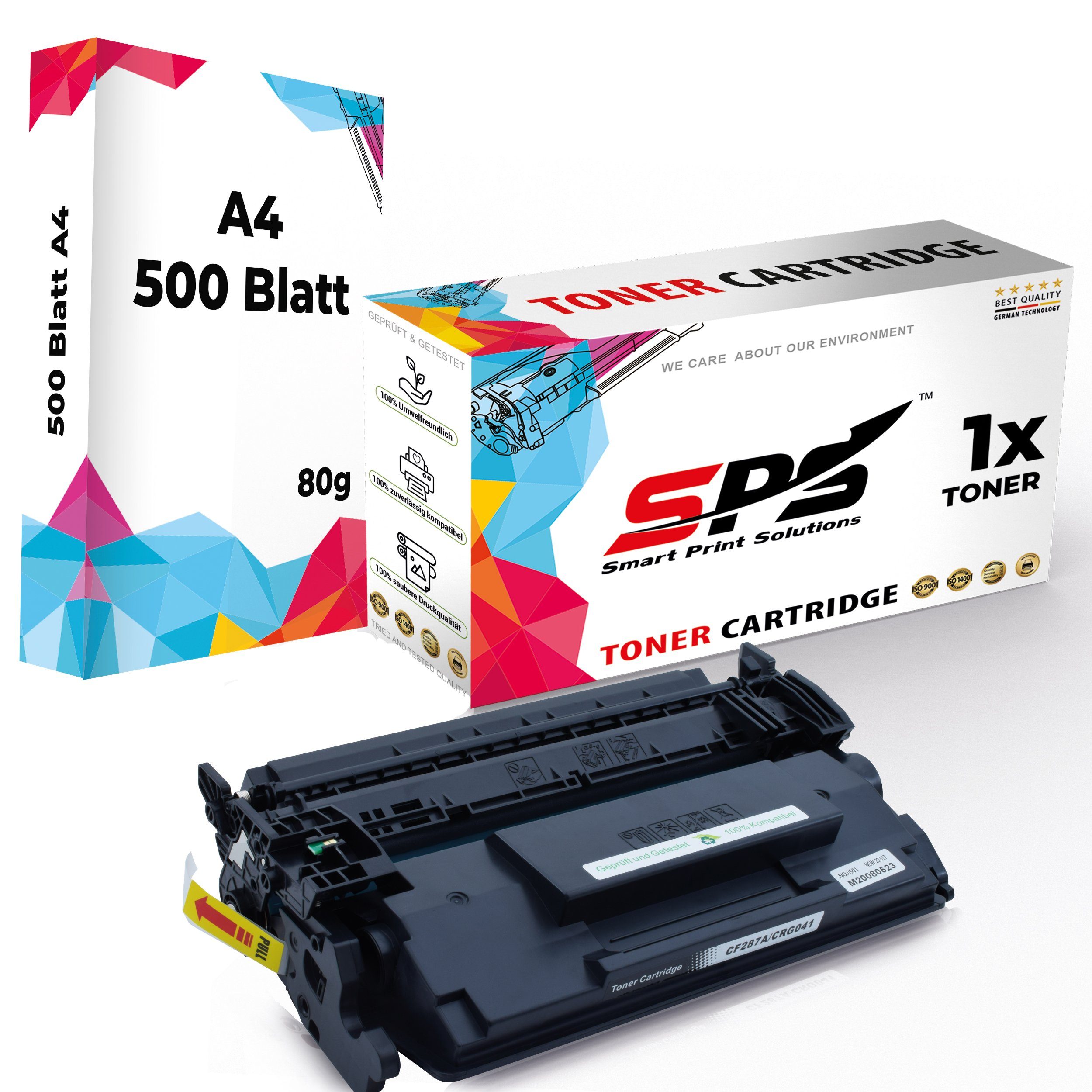 SPS Tonerkartusche Kompatibel für HP Laserjet Pro M501N 87A CF287A, (1er Pack + A4 Papier, 1x Toner (1x Schwarz) | Tonerpatronen