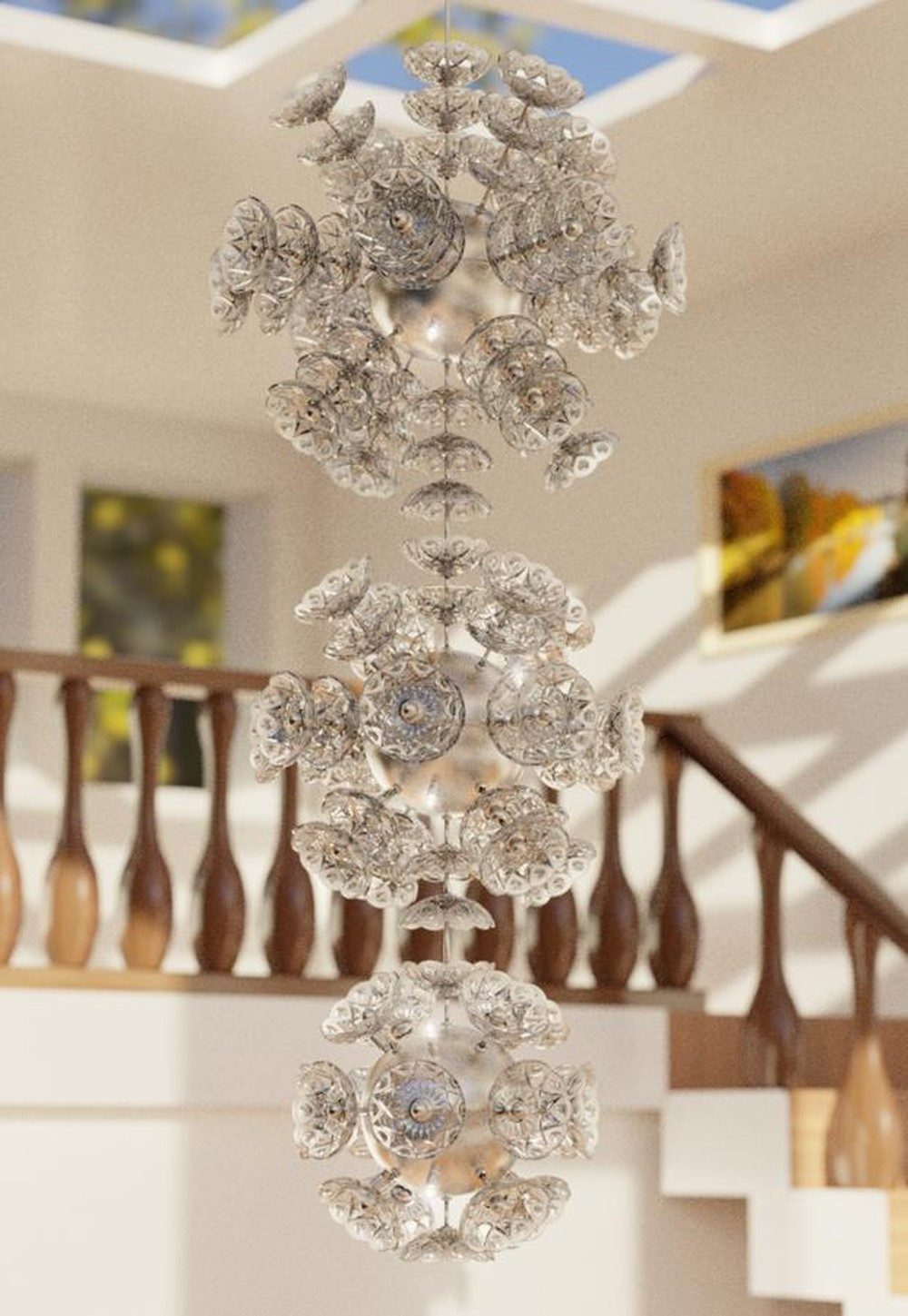 JVmoebel Hängeleuchte Elite Bohemia Flower Deckenlampe in Warmweiß aus Glas, Warmweiß, Made in Europa
