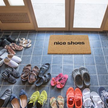 Fußmatte Fußmatte Kokos mit Spruch "Nice Shoes", relaxdays, Höhe: 15 mm