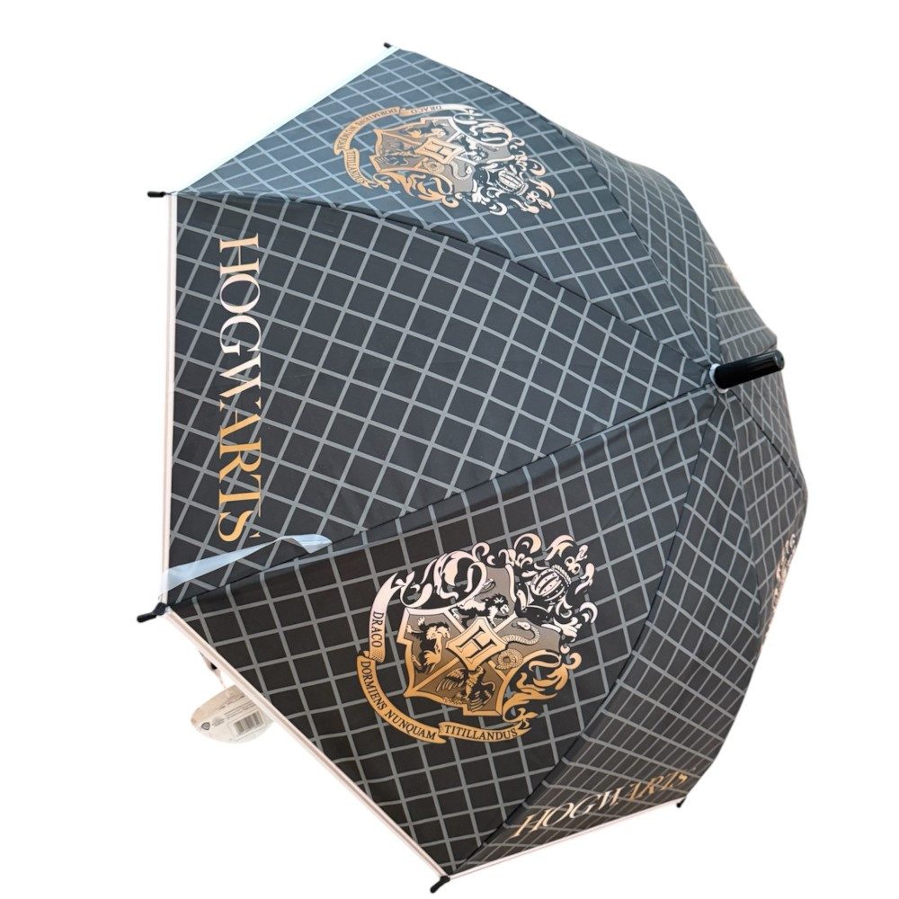 Harry Potter Stockregenschirm Regenschirm für Kinder 74cm Durchmesser Motiv: Hogwarts, Schwarz-Brau