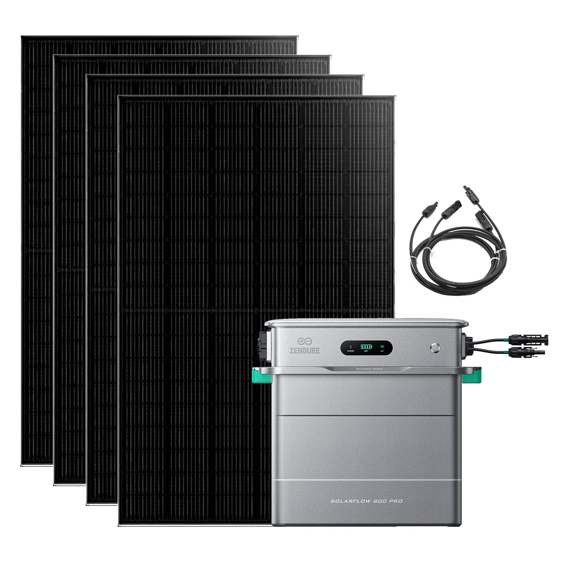 ZENDURE SuperCharged Balkonkraftwerk Balkonkraftwerk 890W/1780W Zendure SolarFlow 800 Pro, 800 W, (SolarFlow 800 Pro+ 2*445W JA Solarmodule+2*DC 2.5M Kabel), Bidirektionale AC-gekoppelteIP65, Intelligente Einstellungen
