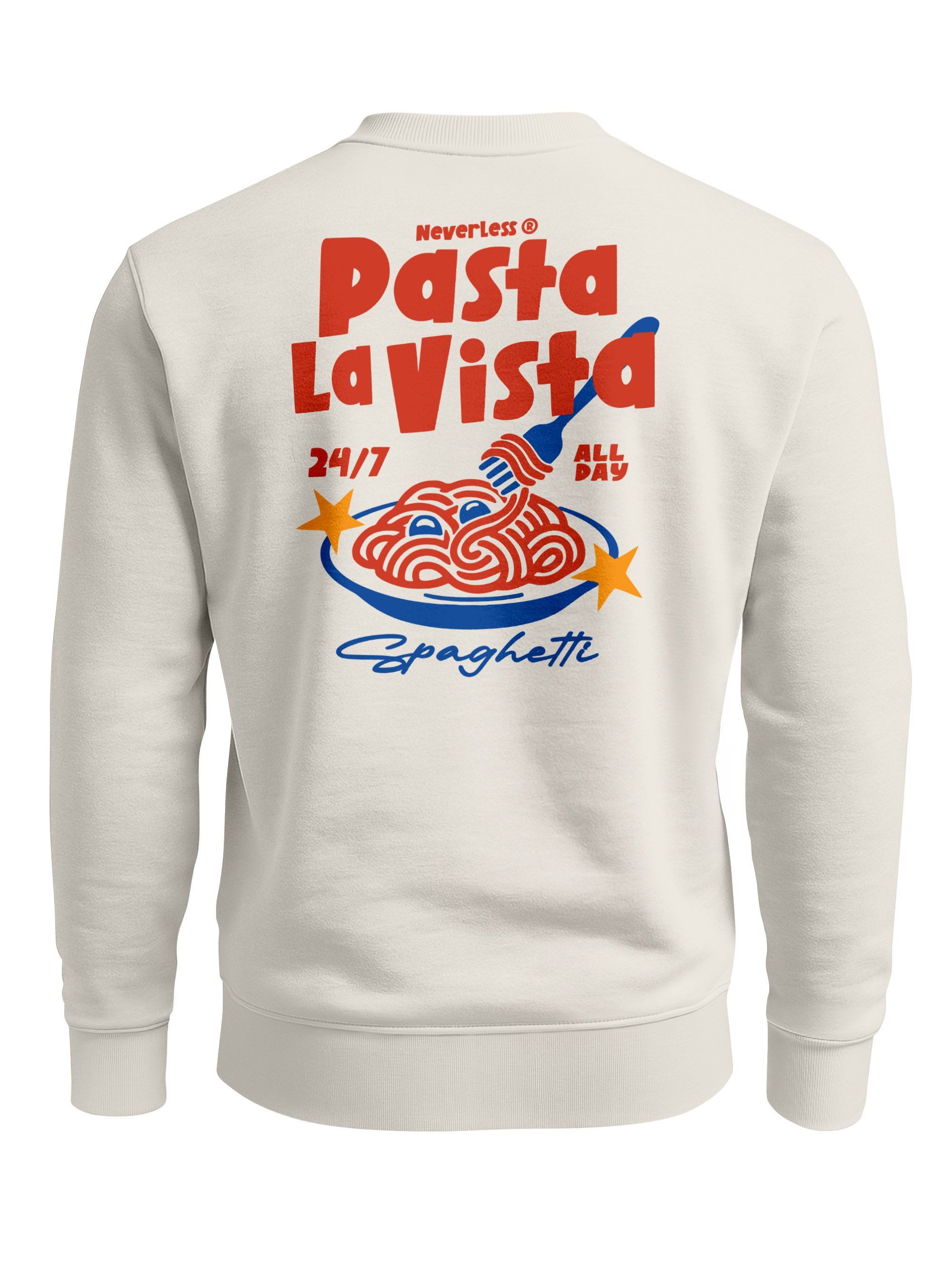 Neverless Sweatshirt Sweatshirt Herren Pullover mit Backprint Pasta la Vist günstig online kaufen