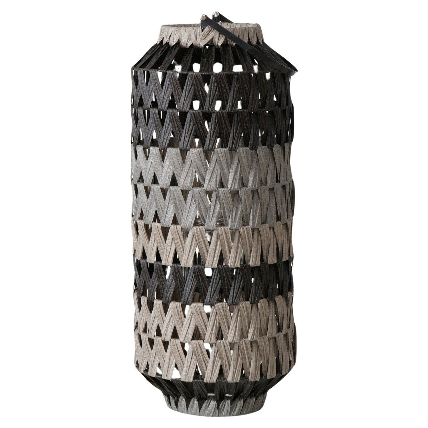 BOLTZE GRUPPE GmbH Windlicht LORIN, H 65 cm, Grau, Beige, Kunststoffgeflecht, (1 St), mit Kerzenhalterglas