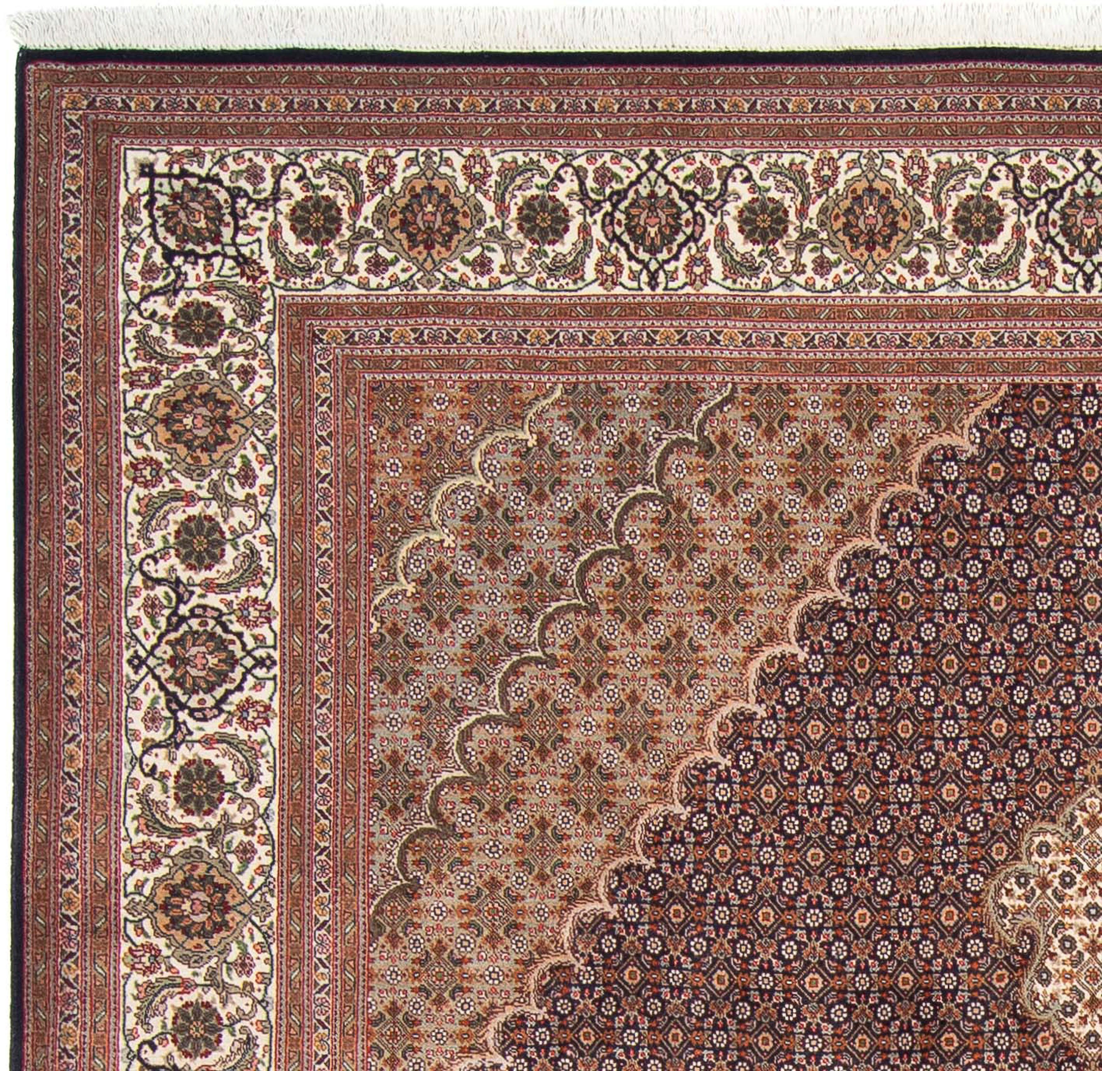 Orientteppich Perser - Täbriz rechteckig, cm Zertifikat - mit Handgeknüpft, mm, x morgenland, Wohnzimmer, - 304 Höhe: 202 10 Einzelstück hellbraun