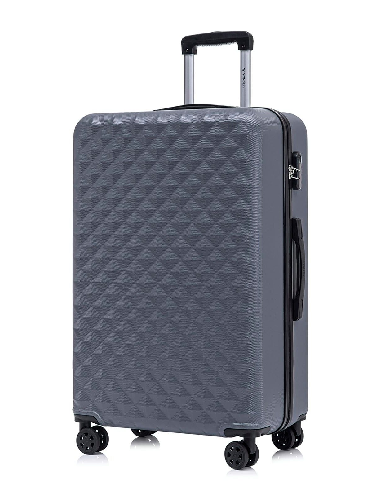 YONSLY Hartschalen-Trolley Reisekoffer Trolley Hartschalenkoffer Rollkoffer mit 4 Rollen, 4 Rollen, ABS und Aluminium, Zahlenschloss, 360°-Doppelrollen, Gummigriff