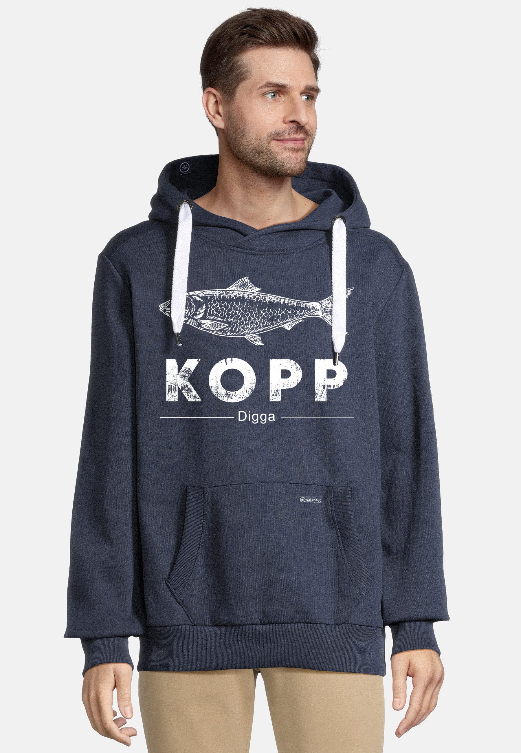 salzhaut Hoodie HEFF - FISCHKOPP Herren normale Passform salzhaut Kapuzenpullover – bequemer Fit und nordisch klares Design