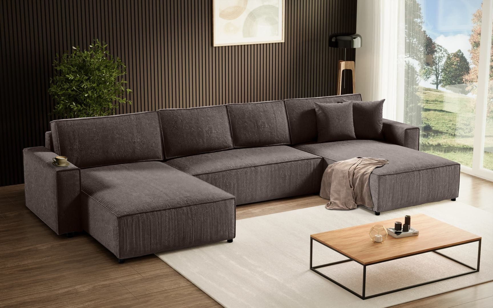 Beautysofa Ecksofa U-Form Parys, mit Schlaffunktion, günstig online kaufen
