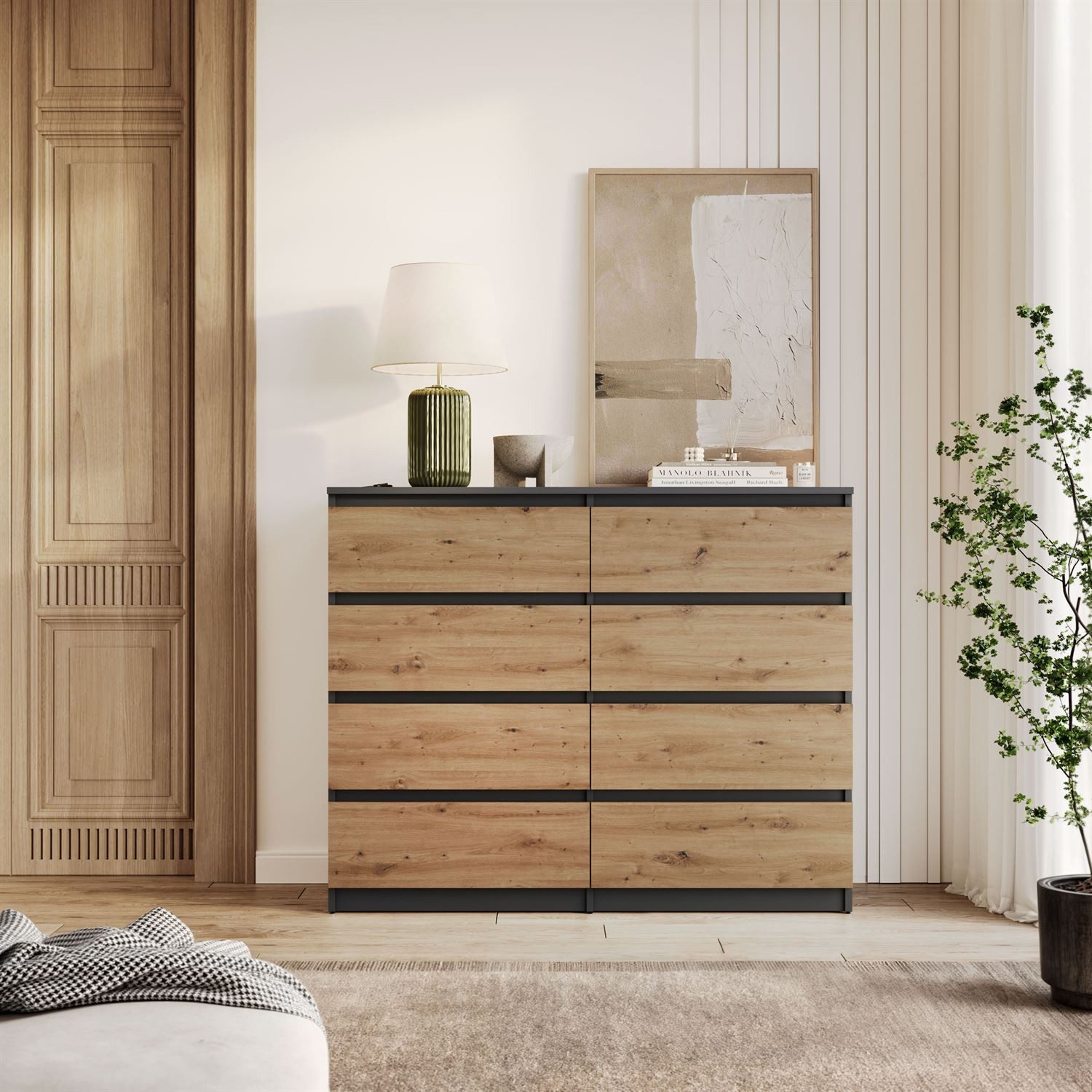 Lookway Kommode HANA M8 – stilvolle Kommode mit geräumigen Schubladen, Breite: 120 cm