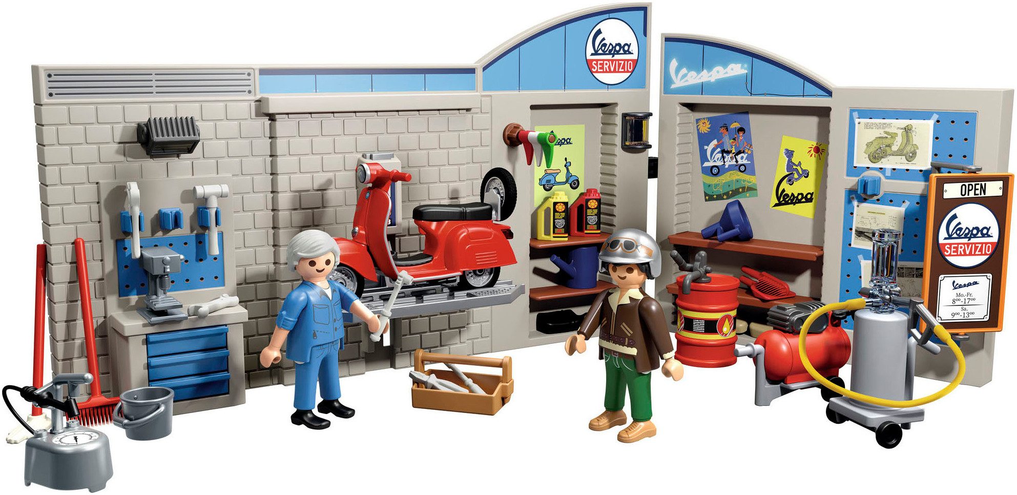 Playmobil® 60s Vespa Garage (71620), Vespa Konstruktions-Spielset, (88 St), Made in Europe – Bild 4 von 5