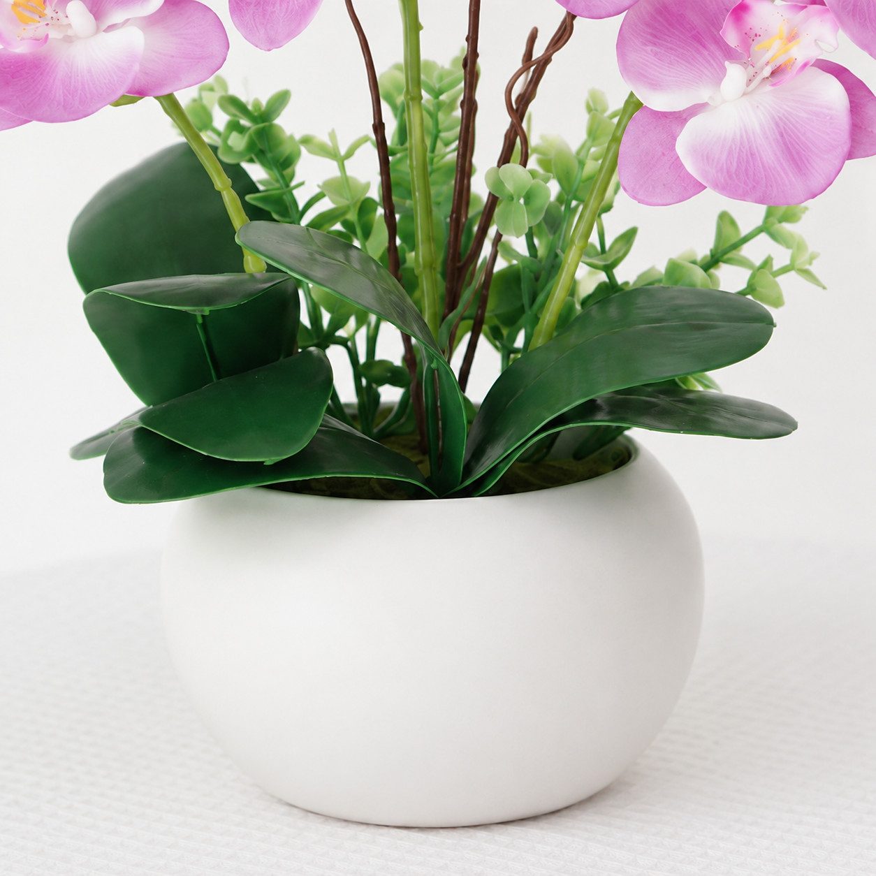 Kunstorchidee Künstliche Orchideen im Topf - Weiß Phalaenopsis Kunstblumen-Höhe 36cm Orchidee Phalenopsis, SURFOU, Höhe 38 cm, Dekorative Phalaenopsis mit Seide – Bild 5 von 5