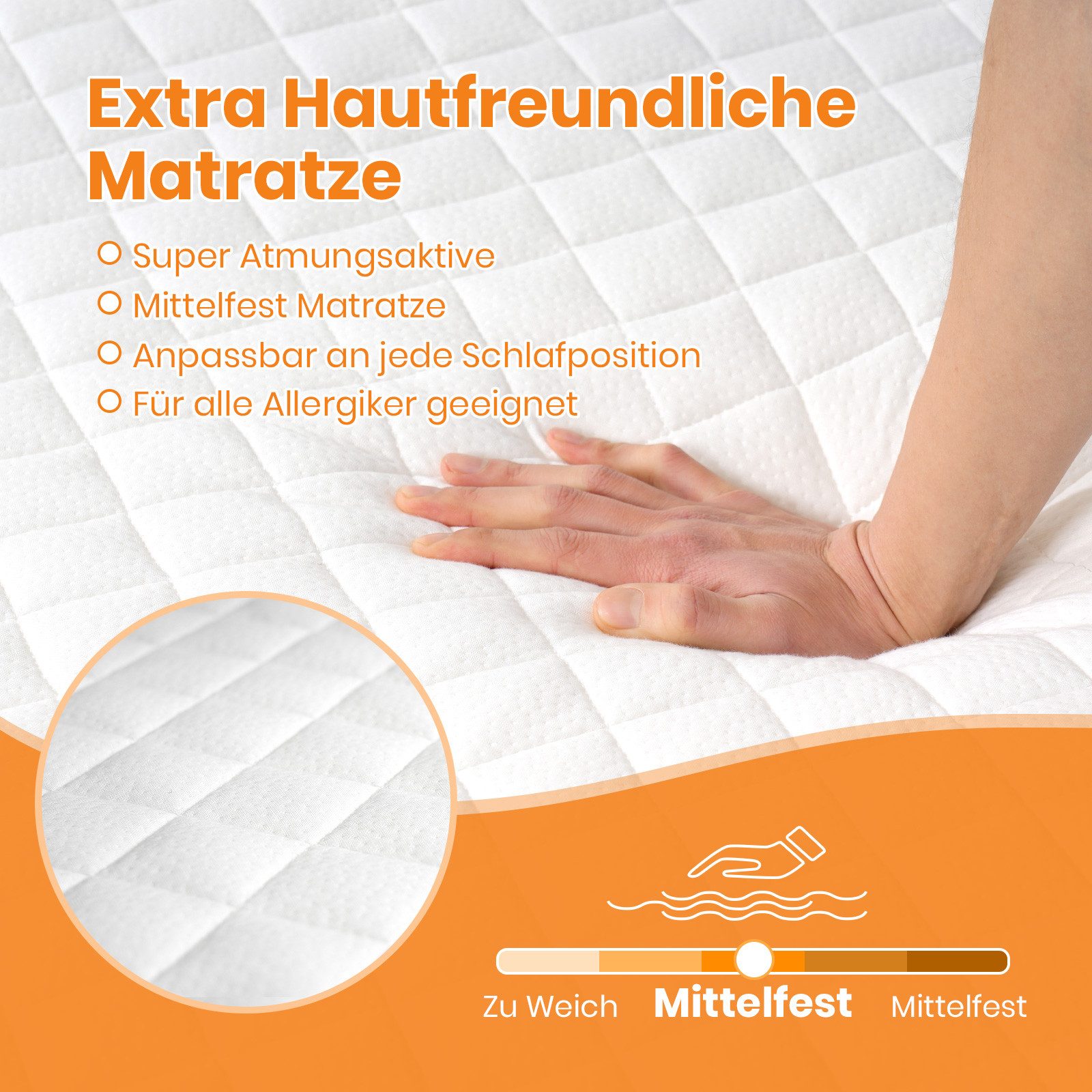 Kaltschaummatratze Matratze 90x200, Härtegrad H2/H3, 18 cm Höhe mit atmungsaktivem Bezug, Good Nite, 18 cm hoch, 200 × 90 × 19 cm (L × B × H) – Bild 2 von 5