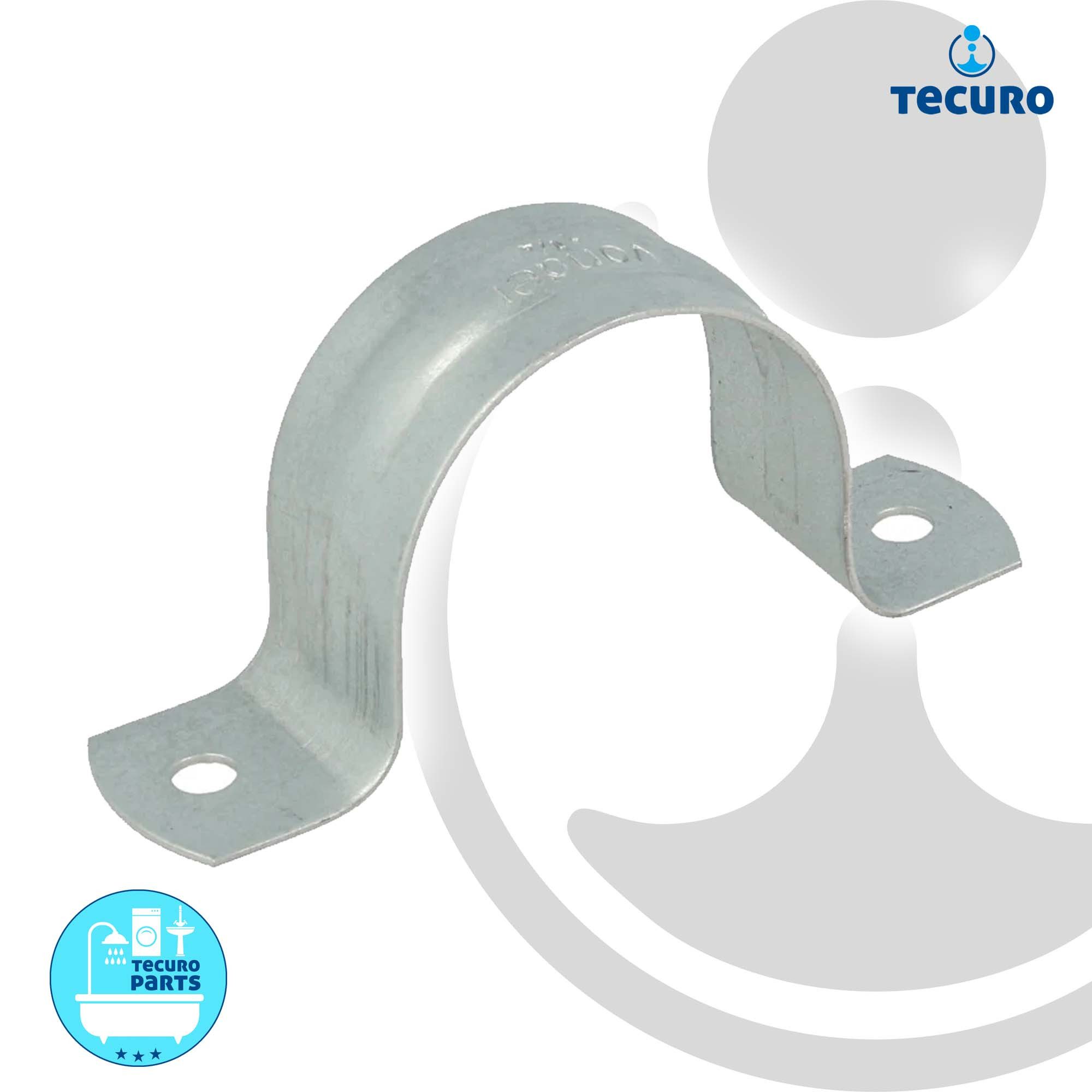 tecuro Rohrschelle Befestigungsschelle, zweilaschig, verzinkt - für Rohre Ø 16 - 50 mm
