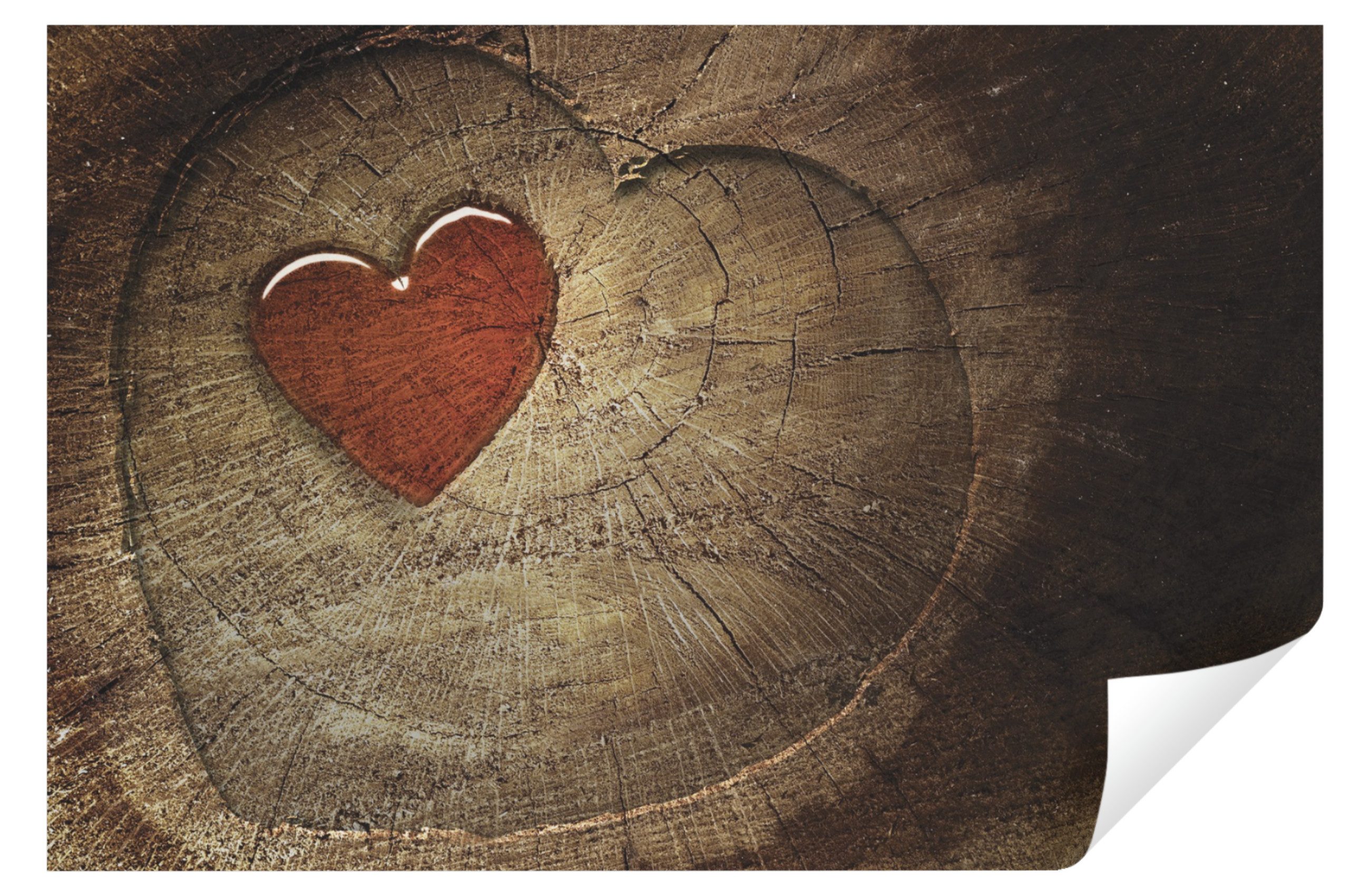 Fototapete Holz Baum Herz Vlies Tapete Wohnzimmer Schlafzimmer Modern 152x104 cm