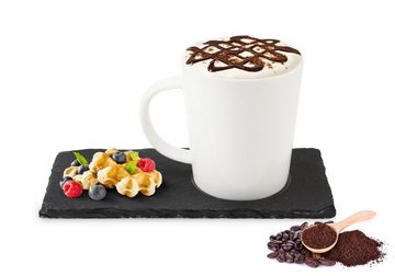 Sendez Becher 6 Kaffeetassen mit Schieferuntersetzern Kaffeebecher Teetasse Becher, Porzellan