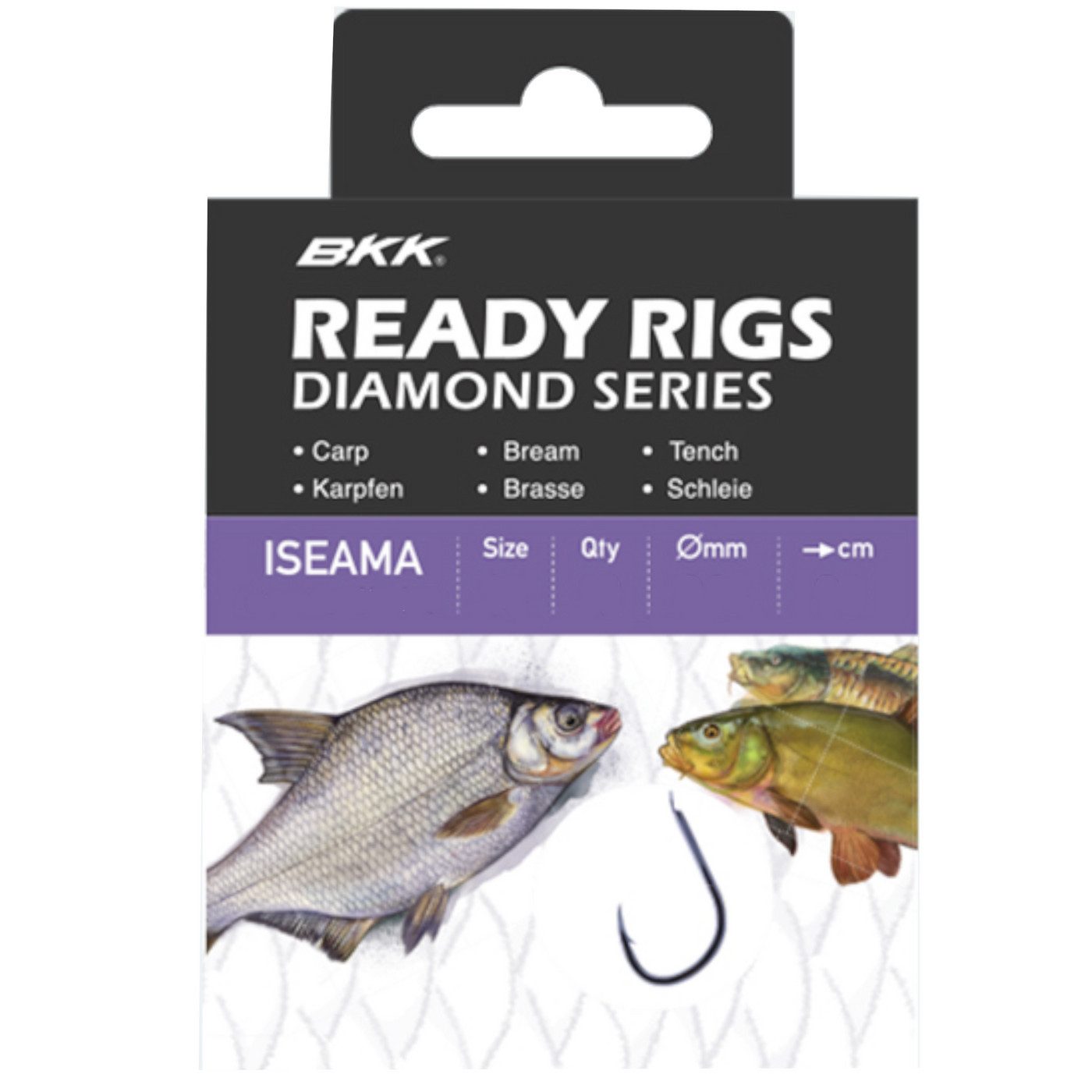 Stipphaken BKK Ready Rig Diamond 70cm Iseama GD - 10 gebundene Friedfischhaken