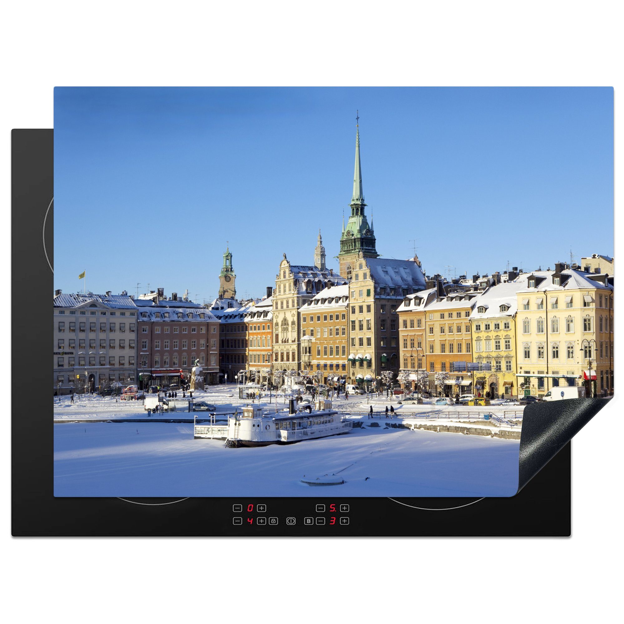 MuchoWow Gamla in cm, Arbeitsfläche Stockholms Mobile Ceranfeldabdeckung (1 nutzbar, Herdblende-/Abdeckplatte Vinyl, Stan, 70x52 Winter tlg),