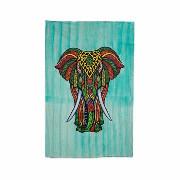 Wandteppich XL Tagesdecke Wandbehang Deko Elefant Meditation UV Aktiv ca.200x230cm, KUNST UND MAGIE