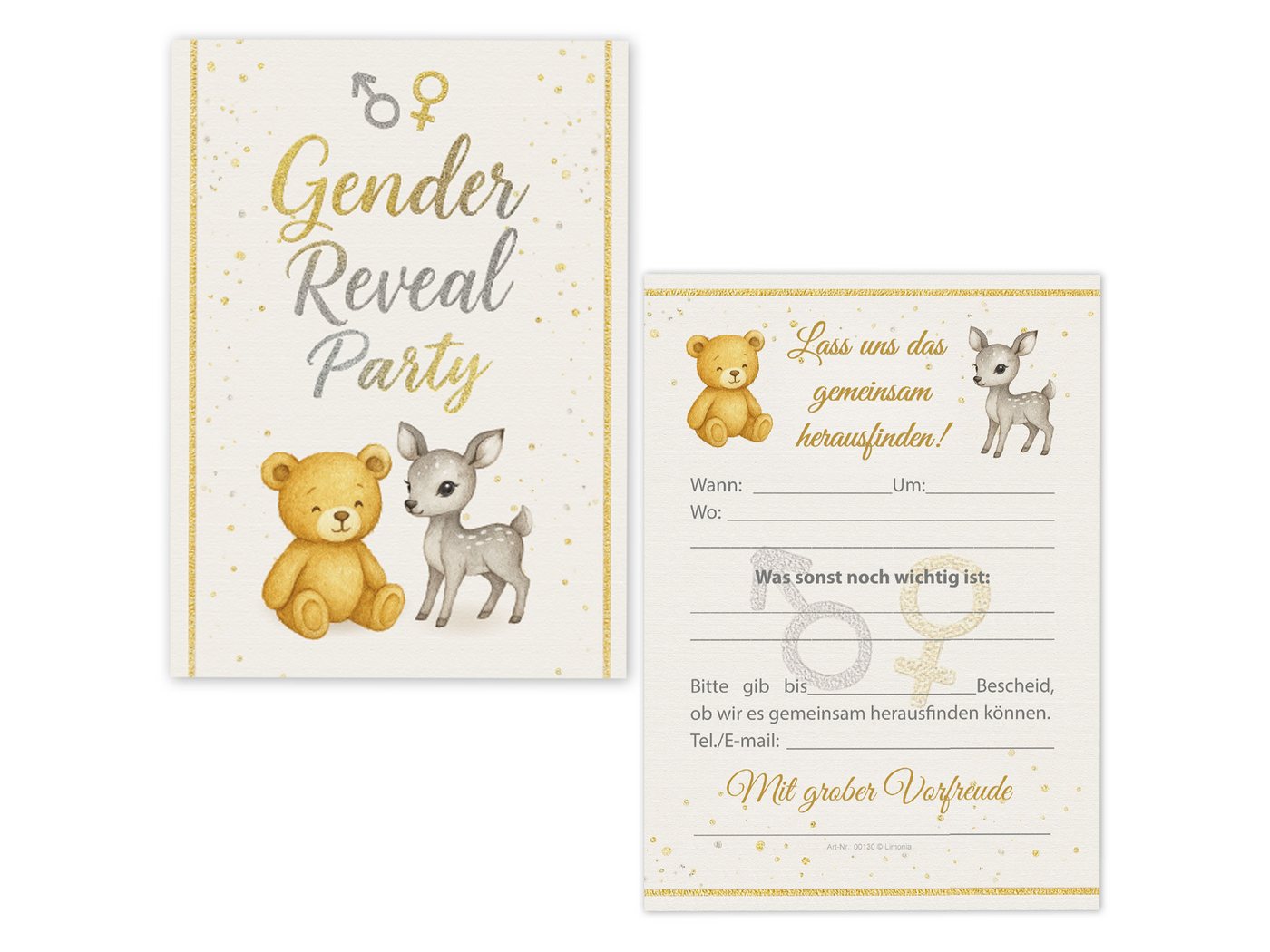 Thumbnail - LIMONIA Einladungskarten Gender Reveal Party Einladungen für Babyparty boy or girl Deko, Karten zur Gender Reveal Party ...