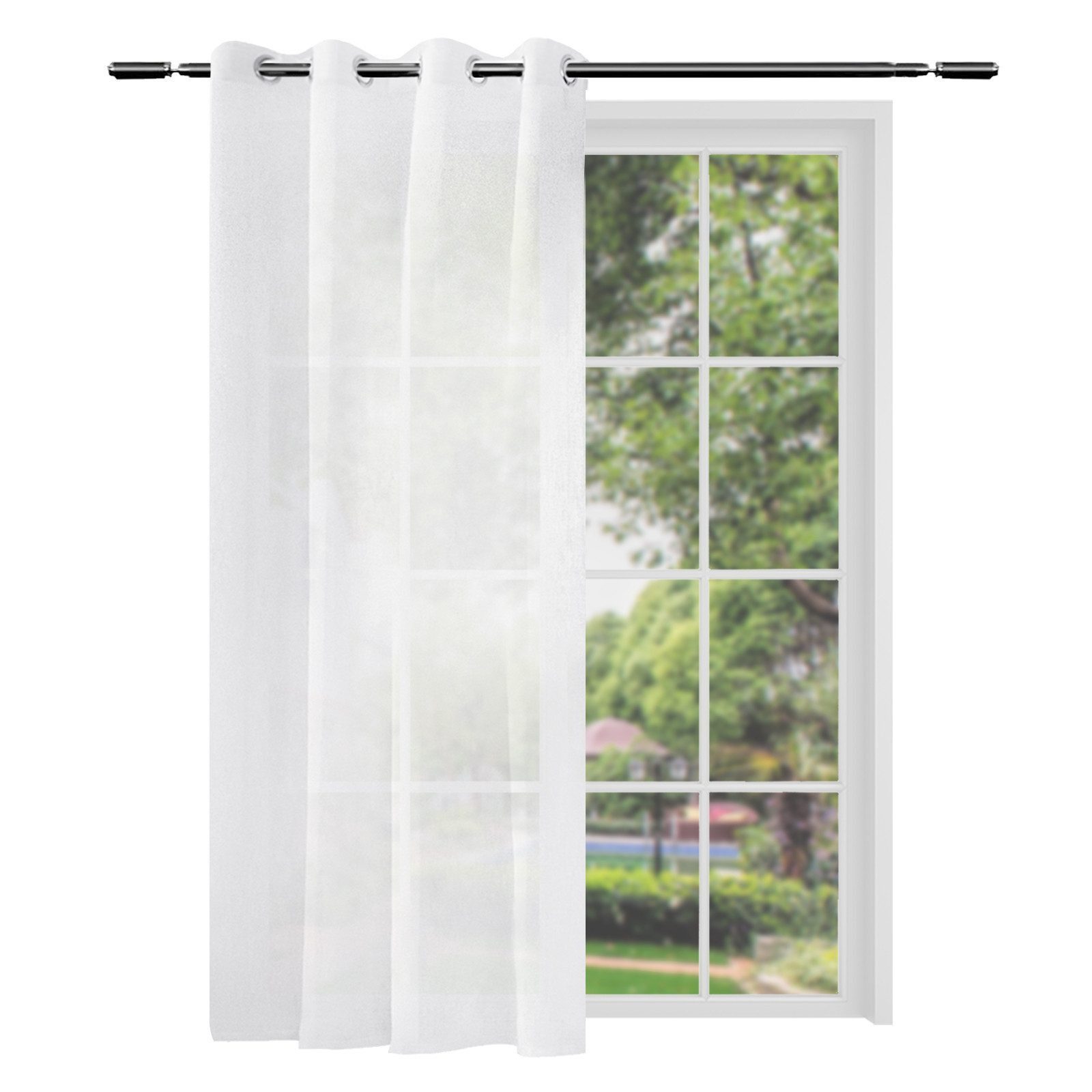 Woltu Gardine (1 St), Ösen, halbtransparent, mit Ösen Leinen Optik Ösenscha günstig online kaufen