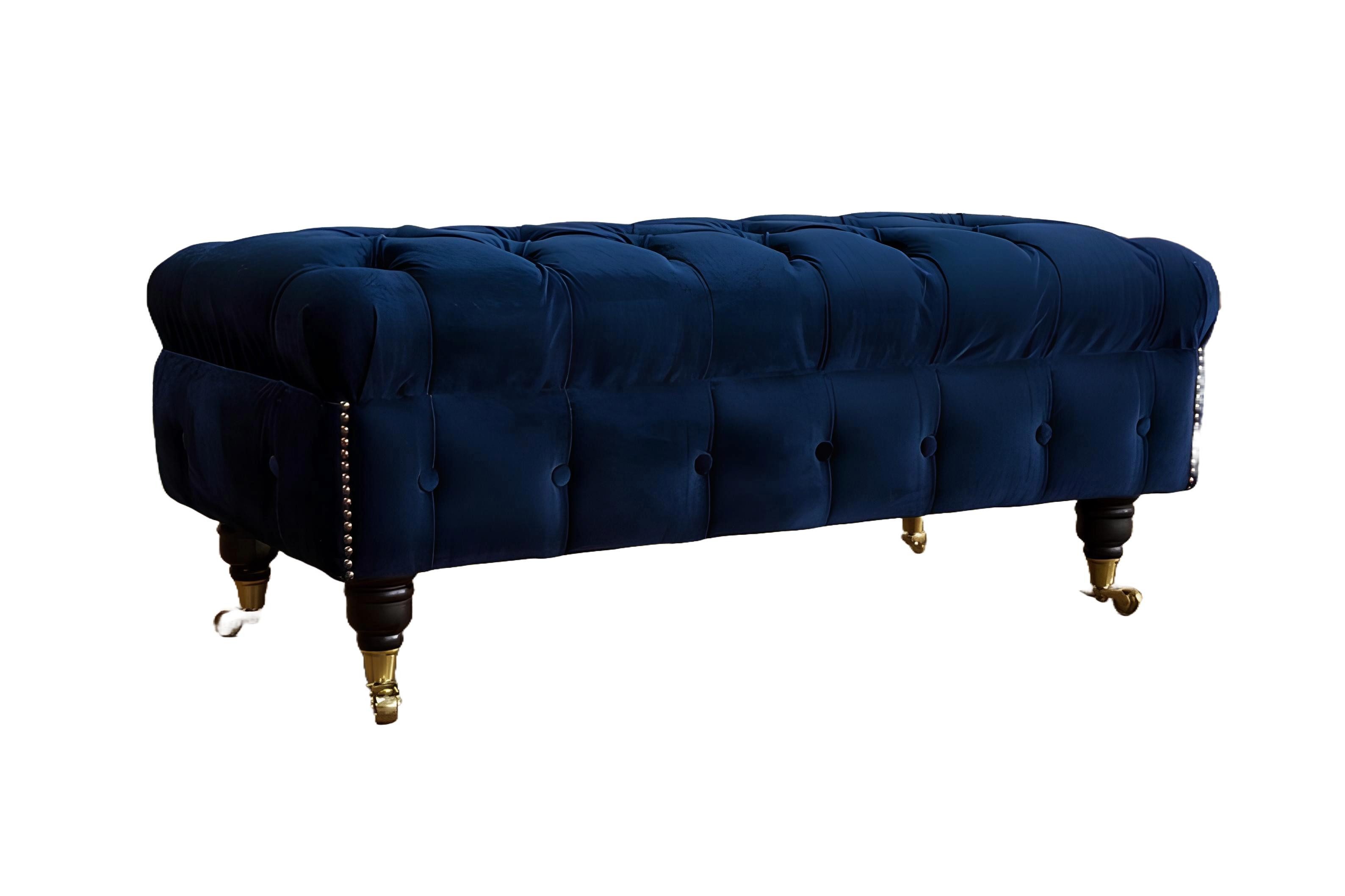 JVmoebel Bettbank Designer Luxus Hocker Polster Chesterfield Sitz Textil Relax Beistell (Hocker), Made in Europa
