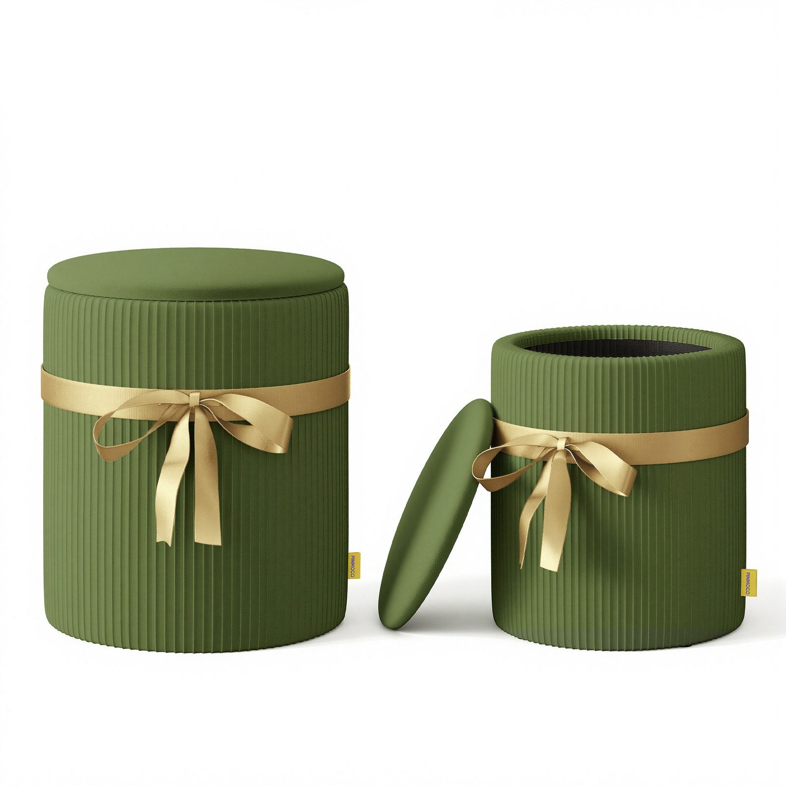 Pinmoco Sitzsack Rundes Hocker-Set (2-teilig) mit Stauraum, Sitzhocker sessel